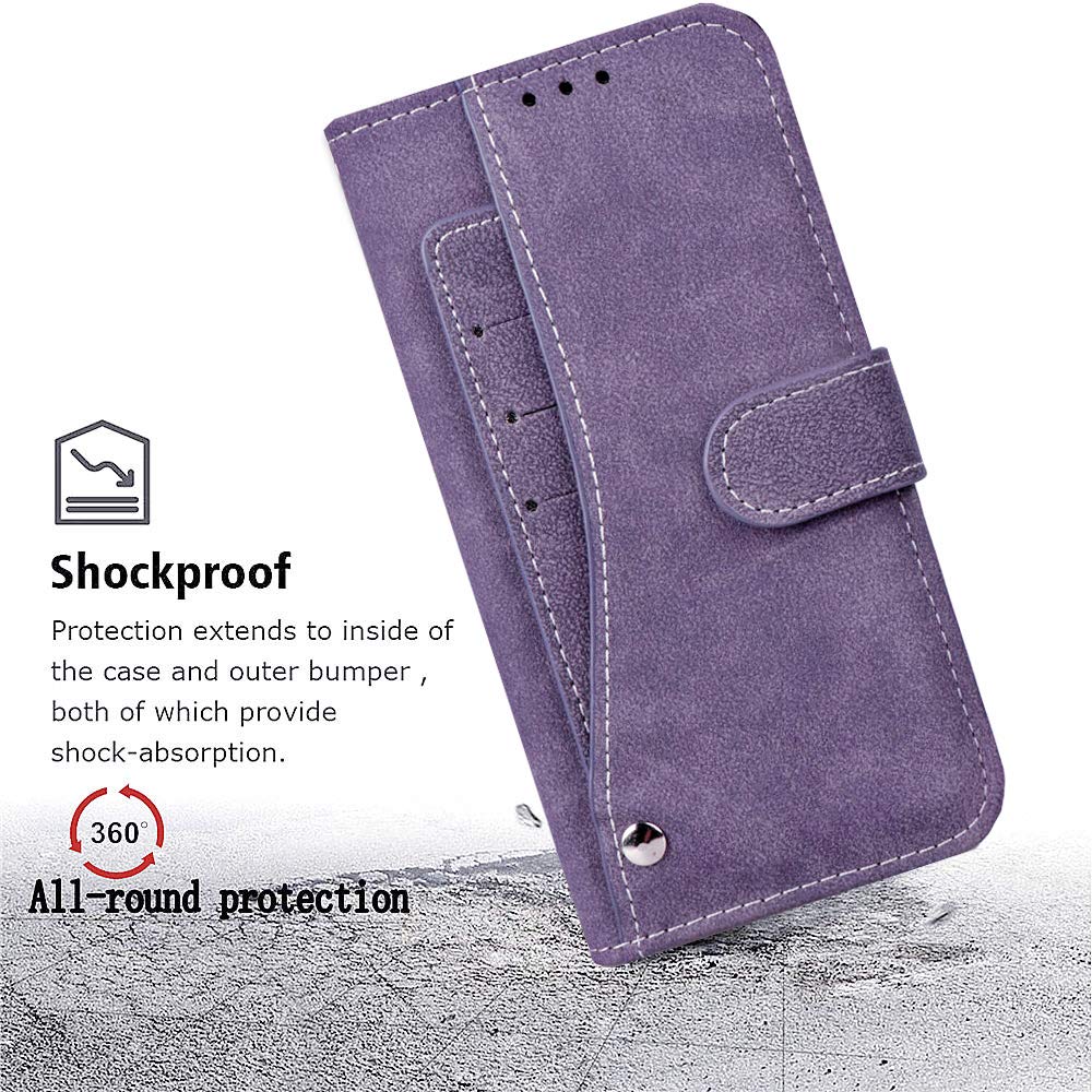 Premium Leather Wallet Case for Samsung Galaxy A8 2018 - Luxury Flip Folio Cover with Credit Card Slots, Kickstand & Qi Wireless Charging Support (Purple) | Perfect for Work, Travel & Everyday Protection