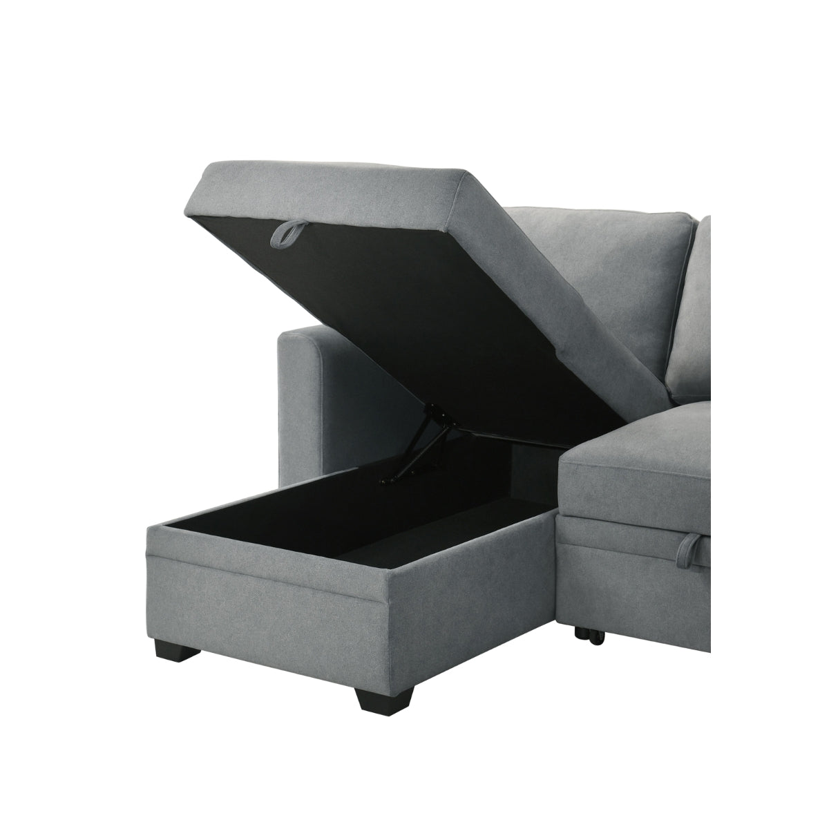 2-Piece Grey Sectional Sofa with Pull-Out Sleeper & Reversible Storage Chaise - Modern L-Shaped Couch for Small Spaces, Living Room, Apartment, and Home Theater Comfort