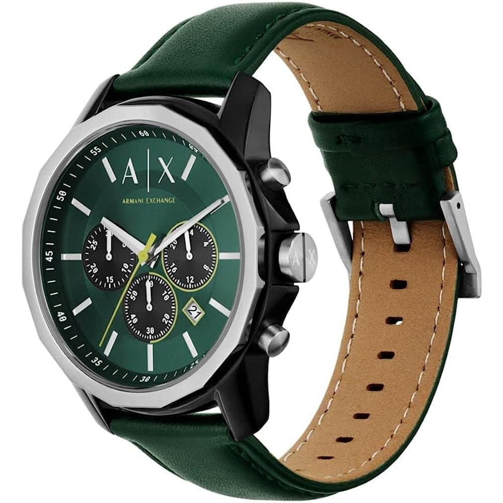 Armani Exchange AX1741 Men's Watch with Green Dial & Leather Strap - Perfect for Business, Casual Wear & Special Occasions