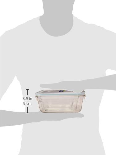 GlassLock Oven Safe Rectangular Food Storage Container - 50.4 Oz (6.3 Cups) - BPA Free, Leak Proof, Microwave & Dishwasher Safe - Perfect for Meal Prep, Leftovers & Freezer Storage