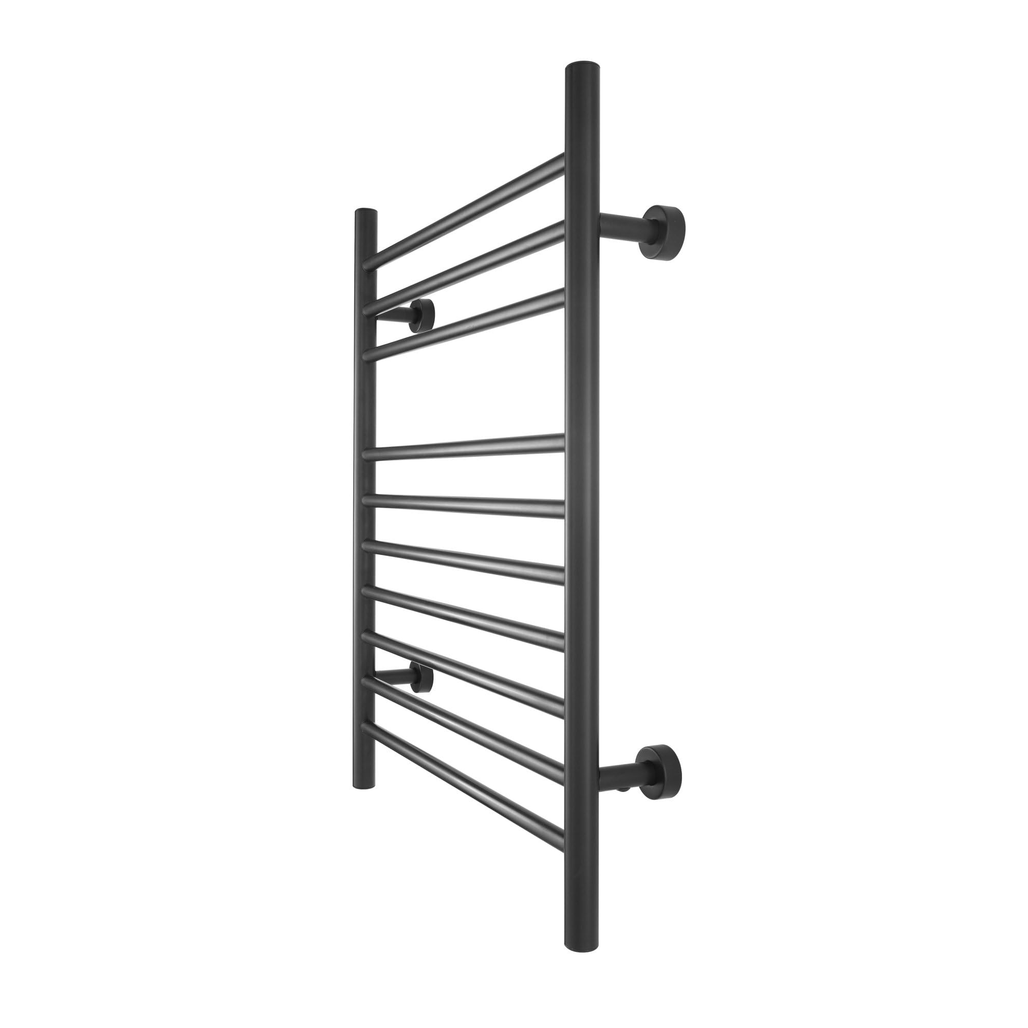 WarmlyYours 10-Bar Electric Towel Warmer - Wall Mounted Heated Towel Rack in Matte Black | Plug-in or Hardwired Installation | Luxury Bathroom Accessory for Warm Dry Towels | Perfect for Spa, Hotel & Home Bathroom Use