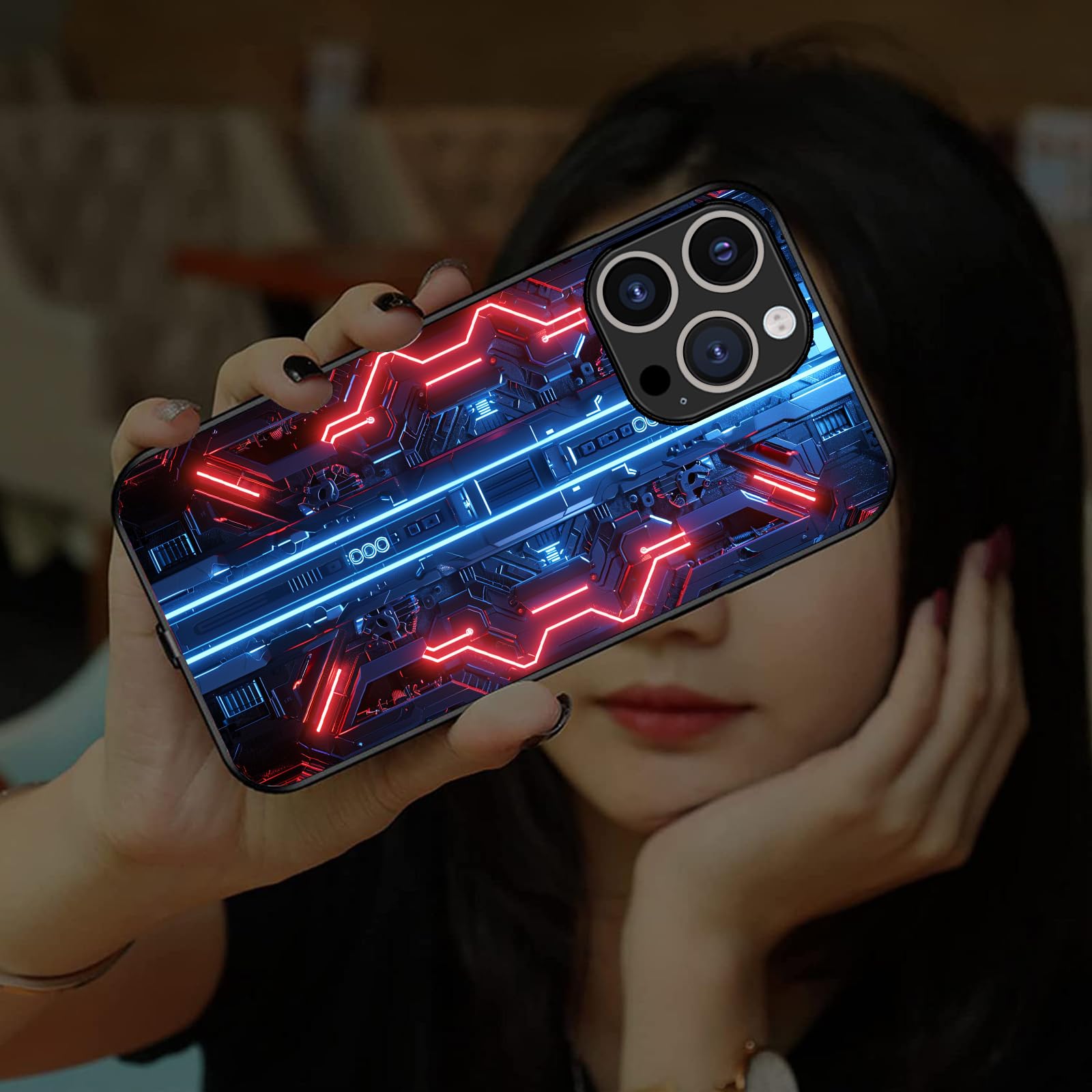 FAYSEN LED Light Up Phone Case for iPhone 15 Pro Max - Glowing Circuit Flowers Design, Luminous Protective Cover with Stardust Theme | Perfect for Night Out, Parties, Concerts & Special Events