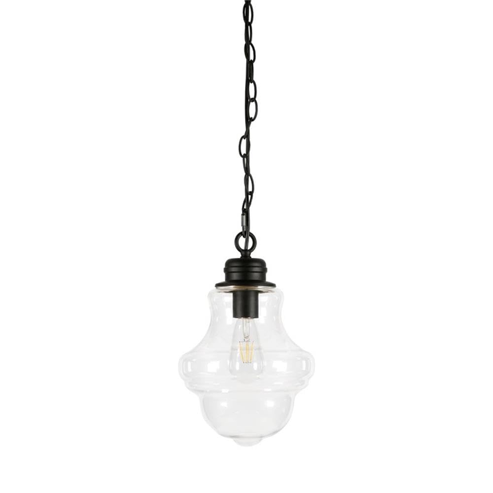 Henn&Hart 9 Inch Blackened Bronze Metal and Glass Pendant Light Fixture - Perfect for Dining Room, Kitchen Island, or Entryway Lighting