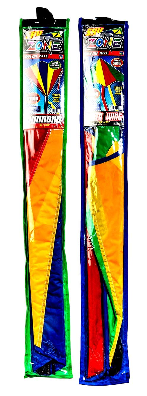 JA-RU Delta Kite Nylon Large Bulk Pack of 24 Assorted Kites for Kids - Easy to Assemble & Fly Outdoor Toys, Birthday Party Favors Gifts with Free Bouncy Ball (9877-24p) | Perfect for Beach Days, Park Playdates, and Summer Outdoor Family Activities