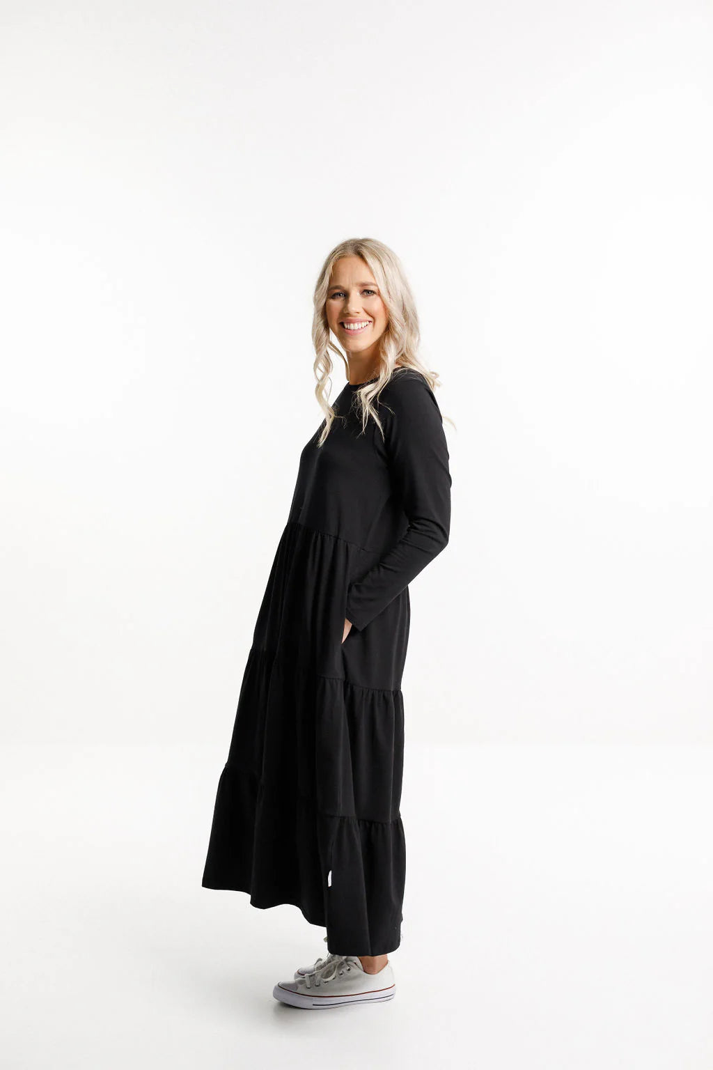 Elegant Long Sleeve Kendall Dress in Black - Perfect for Office Wear, Parties & Special Occasions