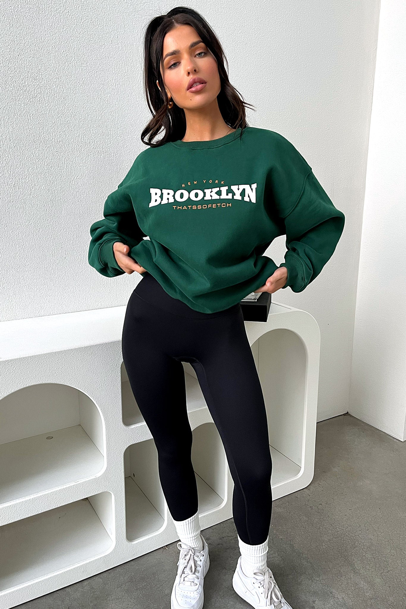 Brooklyn Crewneck Sweatshirt - Emerald Green | Soft & Comfortable Unisex Pullover for Casual Wear, Street Style & Loungewear