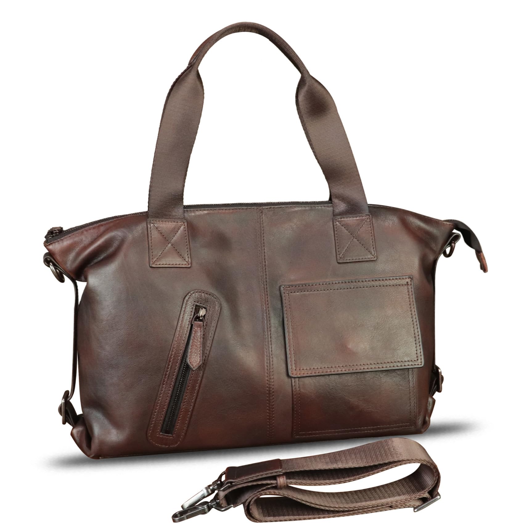 Premium Genuine Leather Messenger Bag for Men - Business Briefcase & Laptop Bag with Adjustable Shoulder Strap - Perfect for Office, Work, Travel & Daily Commute
