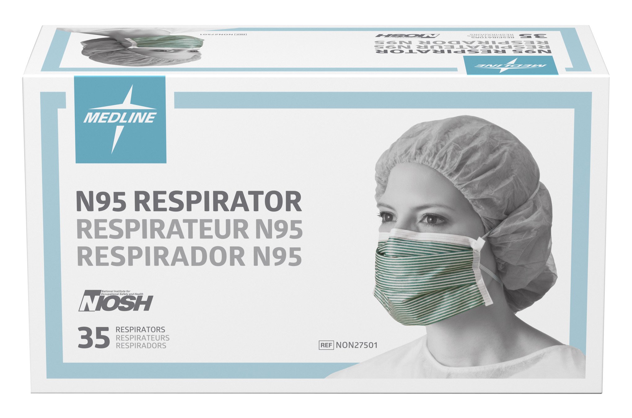 Medline Industries NON27501 N95 Flat Fold Respirator Masks - 210 Pack - NIOSH Certified for Dust, Pollen & Airborne Particles - Ideal for Construction, Healthcare & Daily Protection