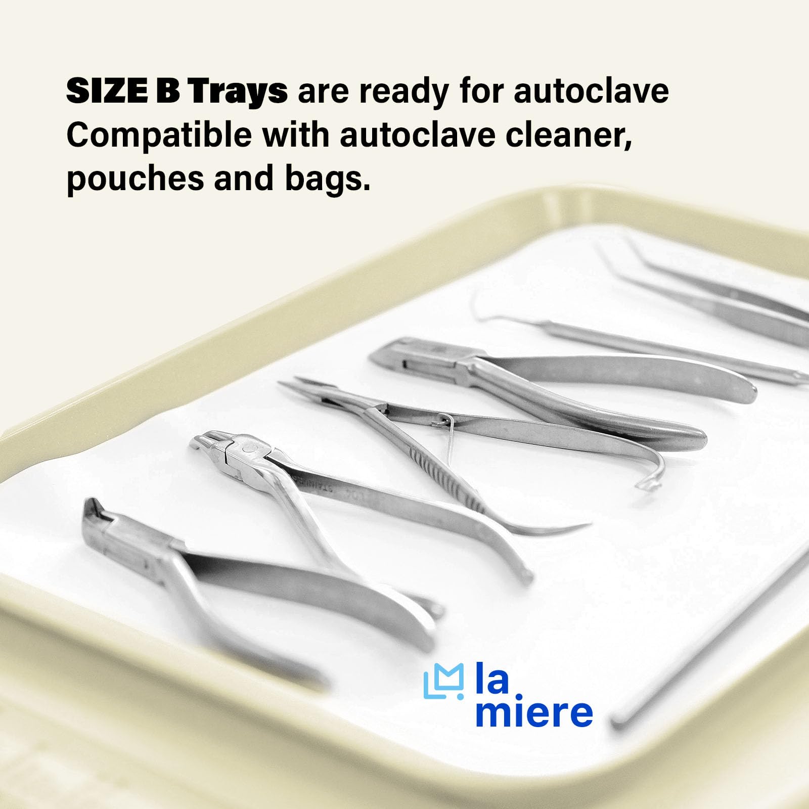 8Pcs Autoclavable Dental Procedure Tray Set - Lockable B-Lok Flat Trays, Size B (13.25