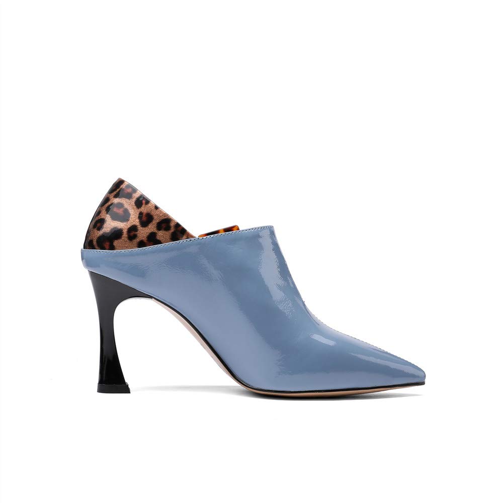 TinaCus Women's Elegant Patent Leather Pointed Toe Mid Heel Pumps - Handmade Leopard Print Buckle Dress Shoes for Office, Party & Special Occasions