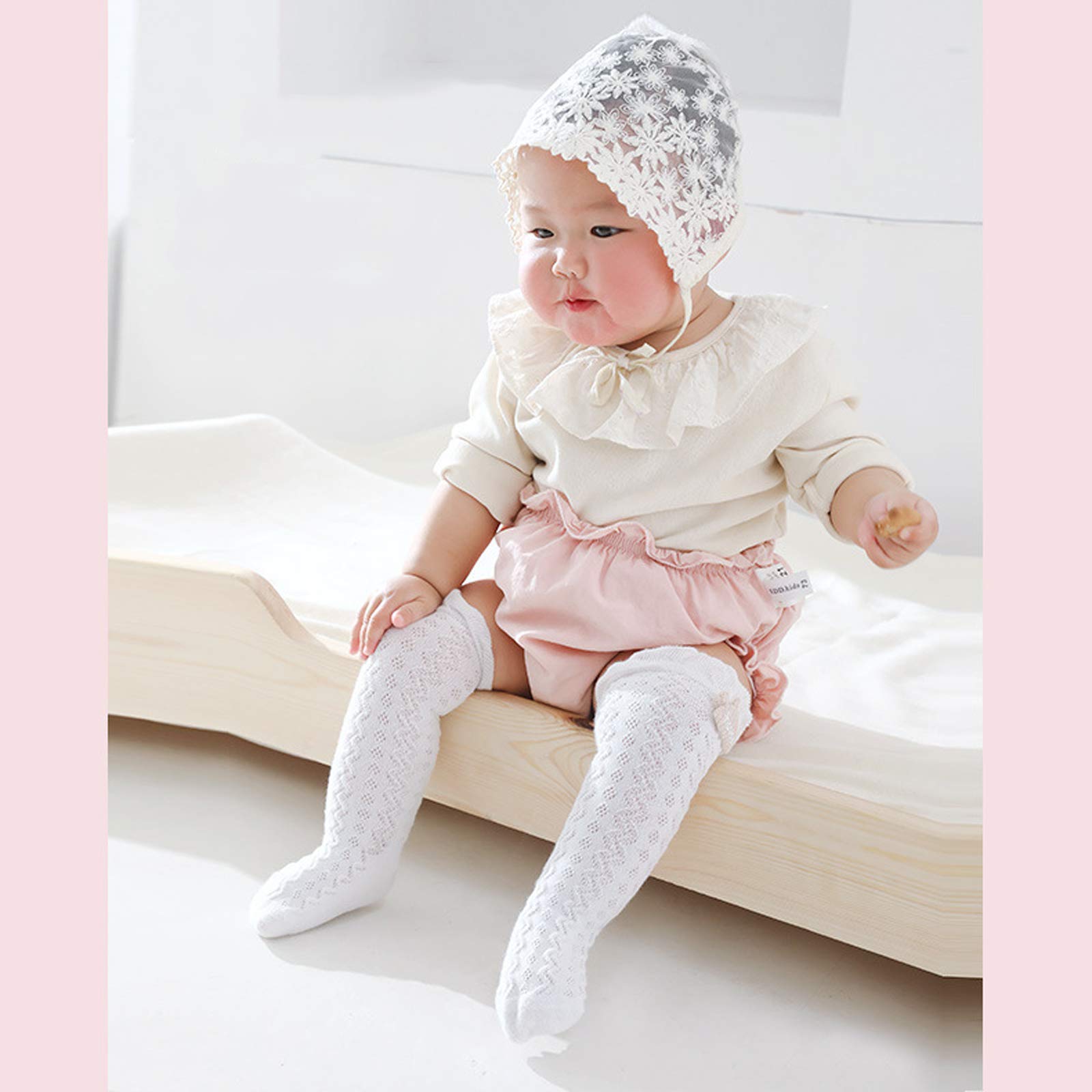 Non-Slip Baby Knee High Socks with Grip - Soft Ruffled Long Stockings for Infants, Toddlers, Boys & Girls - Perfect for Crawling, Playtime & Everyday Comfort