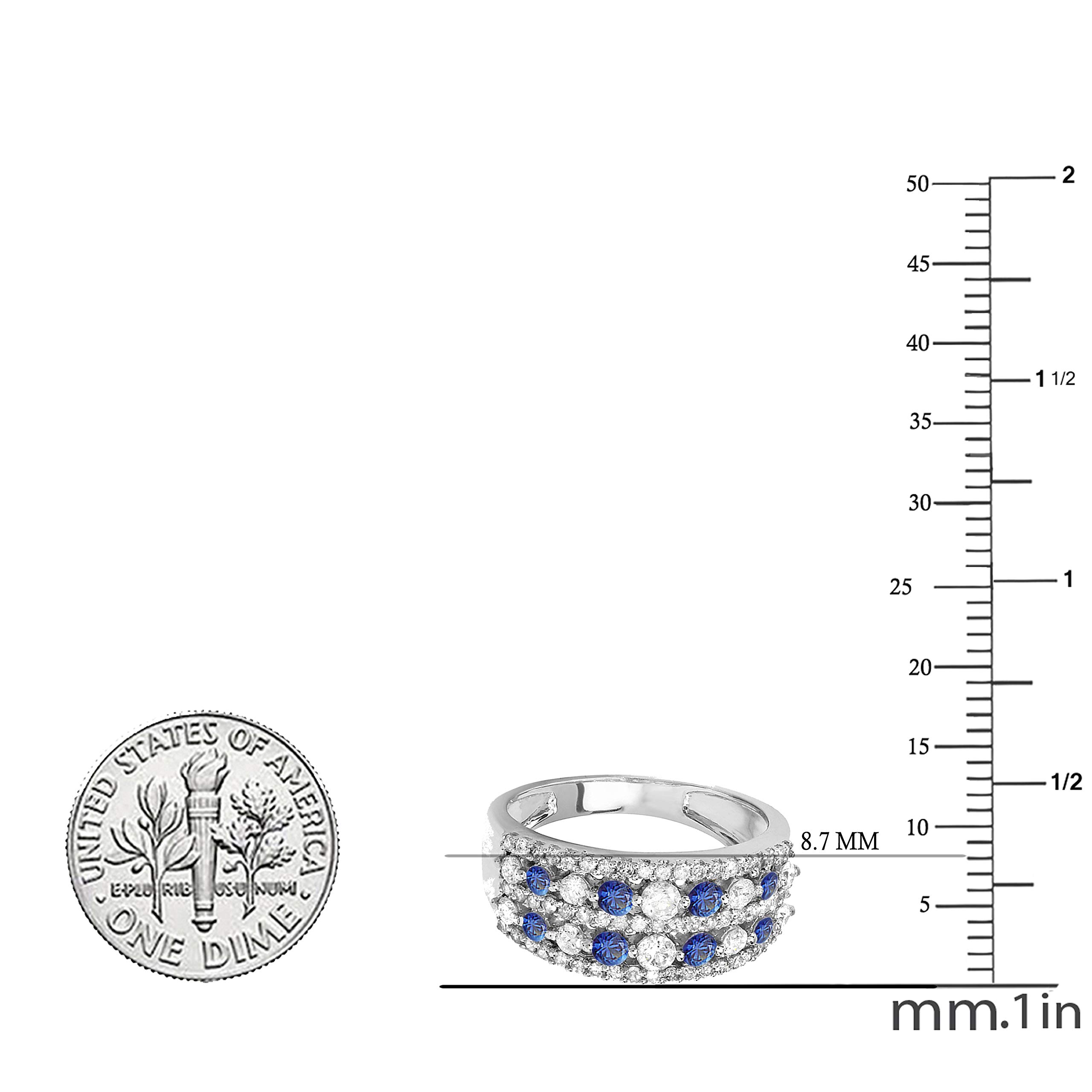 18K White Gold Round Blue Sapphire & Diamond Women's Wedding Band Ring – Dazzlingrock Collection, Anniversary Gift for Her, Perfect for Bridal, Engagement & Special Occasions