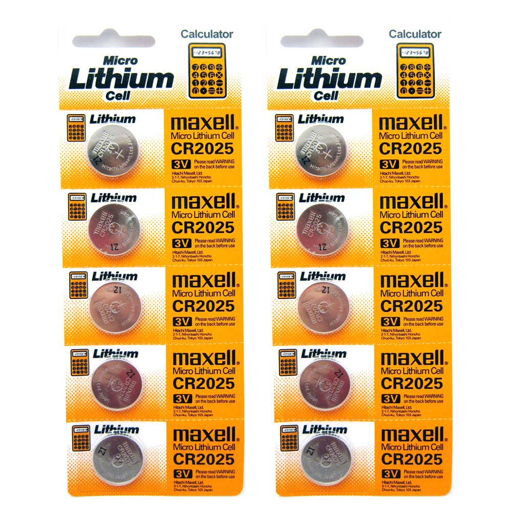10-Pack Maxell CR2025 3V Lithium Button Cell Batteries - Long-Lasting Power for Calculators, Watches, Key Fobs & Medical Devices