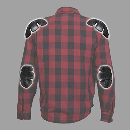 Premium Men's Cotton Motorcycle Shirt Jacket with CE Armor - Classic Long Sleeve Flannel for Riding & Casual Wear | JKM Medium | Durable & Comfortable for Motorcycle Enthusiasts