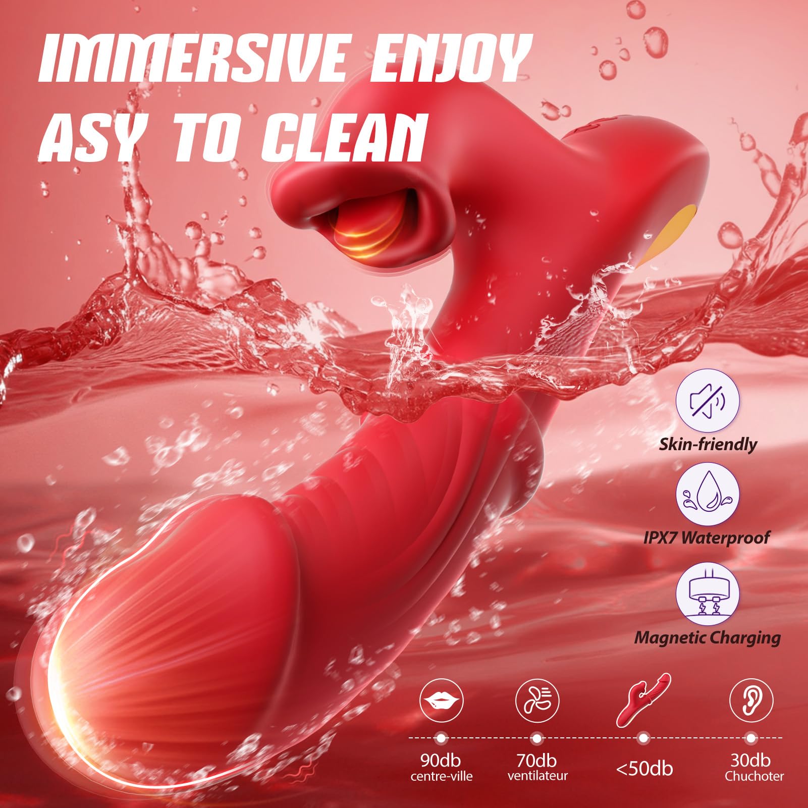 7-Speed Thrusting Rabbit Vibrator with 10 Vibration Modes & Tongue Licking - G-Spot Stimulator for Women & Couples - Waterproof Adult Sex Toy for Solo Play & Partnered Fun