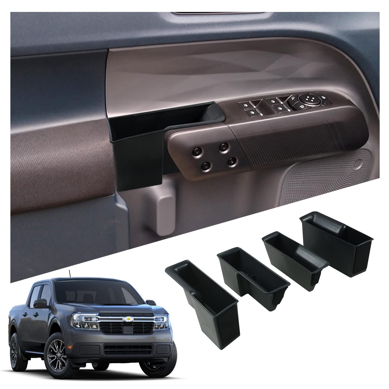 Ruiya 2022-2025 Ford Maverick Door Storage Box Organizer | Car Door Tray Accessories for Secondary Storage | Perfect for Road Trips, Camping & Daily Commute