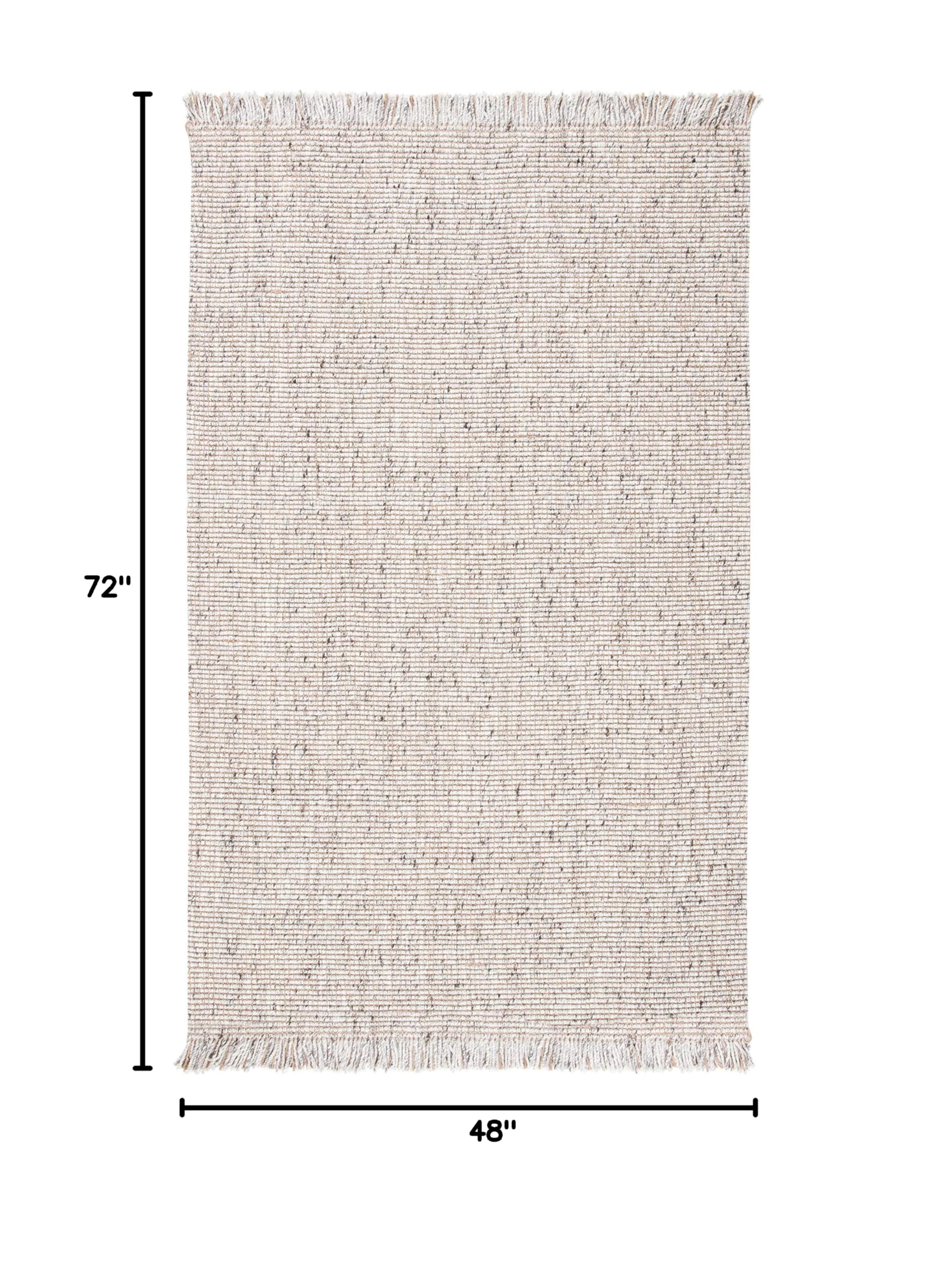 SAFAVIEH Handmade Woven Jute Area Rug 4x6 Feet - Natural Fiber Silver Accent Rug with Fringe, Eco-Friendly Floor Mat for Entryway, Living Room, Bedroom | Durable for High Traffic Areas & Boho Home Decor