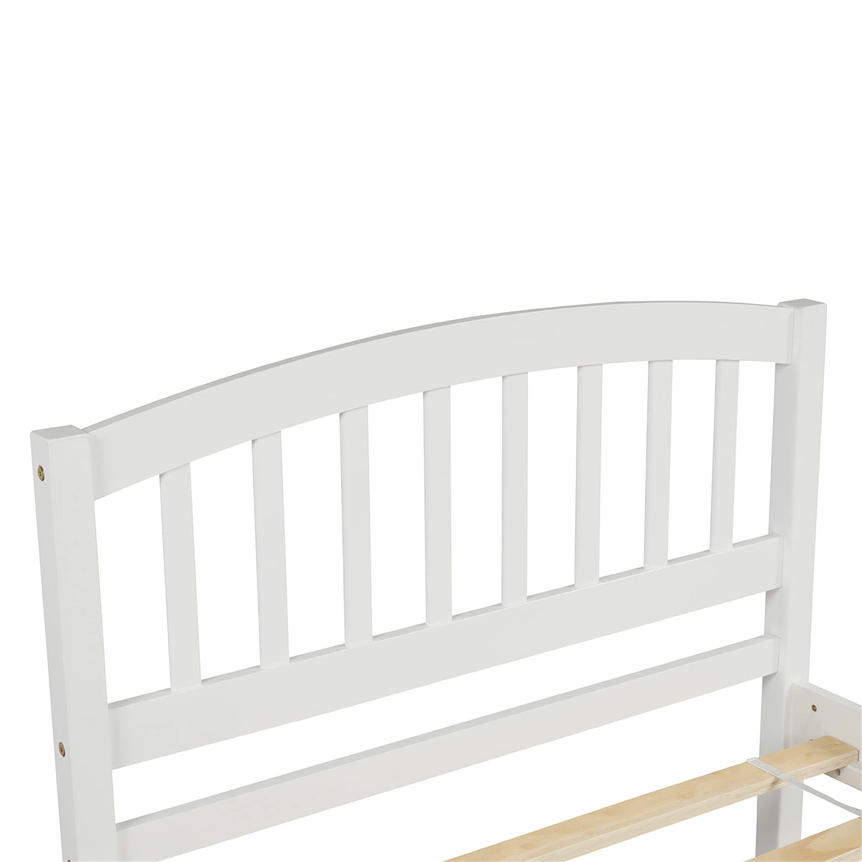 Solid Wood Twin Platform Bed Frame with Headboard & Trundle - White | Space-Saving Roll-Out Design for Small Bedrooms, Guest Rooms & Kids' Rooms