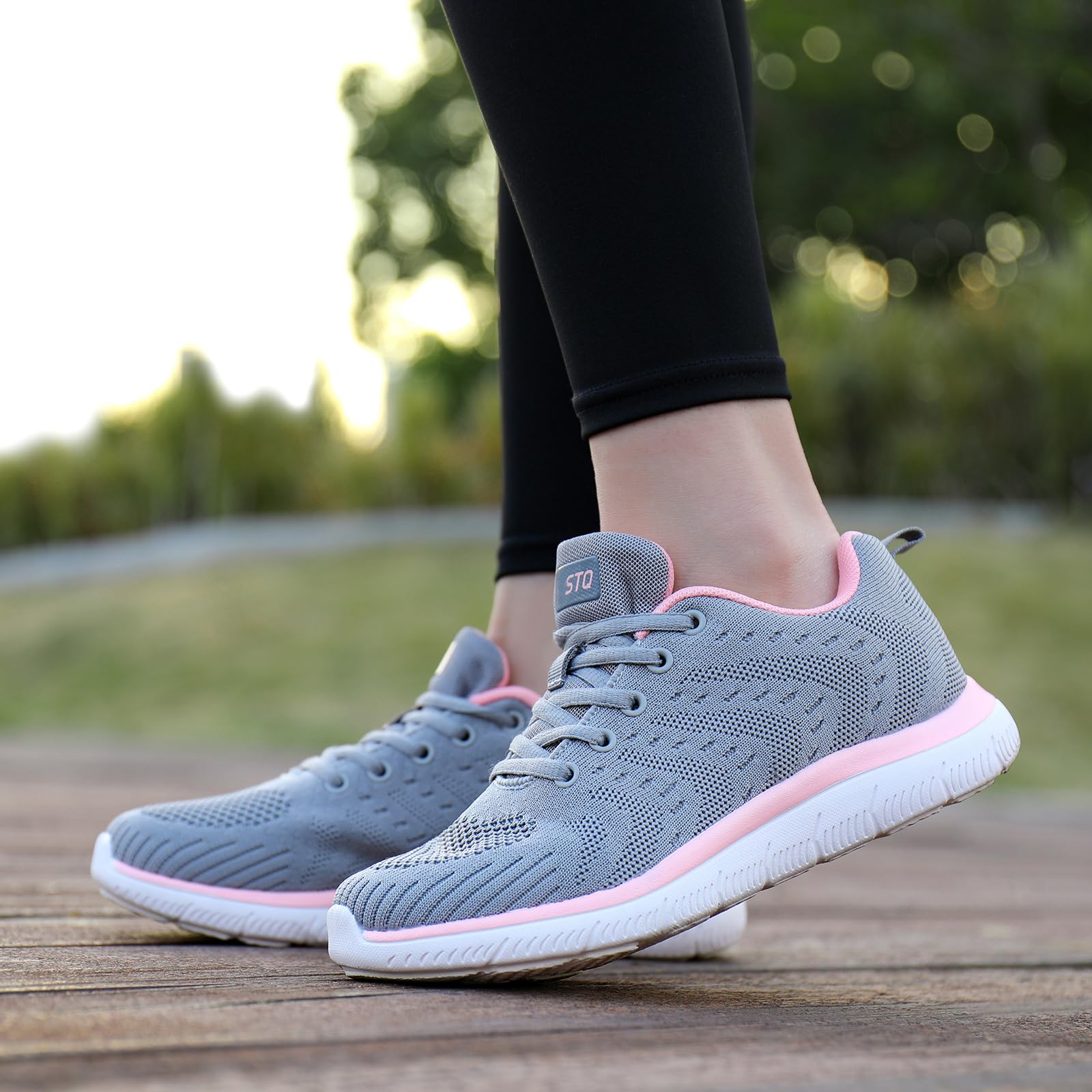 STQ Women's Lightweight Tennis Shoes - Comfortable Athletic Sneakers for Walking, Workout, Gym & Cross Training - Fashionable & Breathable for Sports & Daily Wear