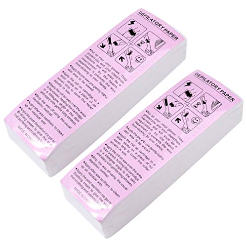 LEORX 2 Packs (200pcs) Non-Woven Hair Removal Wax Strips for Women & Men - Painless Waxing Paper for Legs, Arms, Bikini & Body - At Home Hair Removal Kit for Smooth Skin