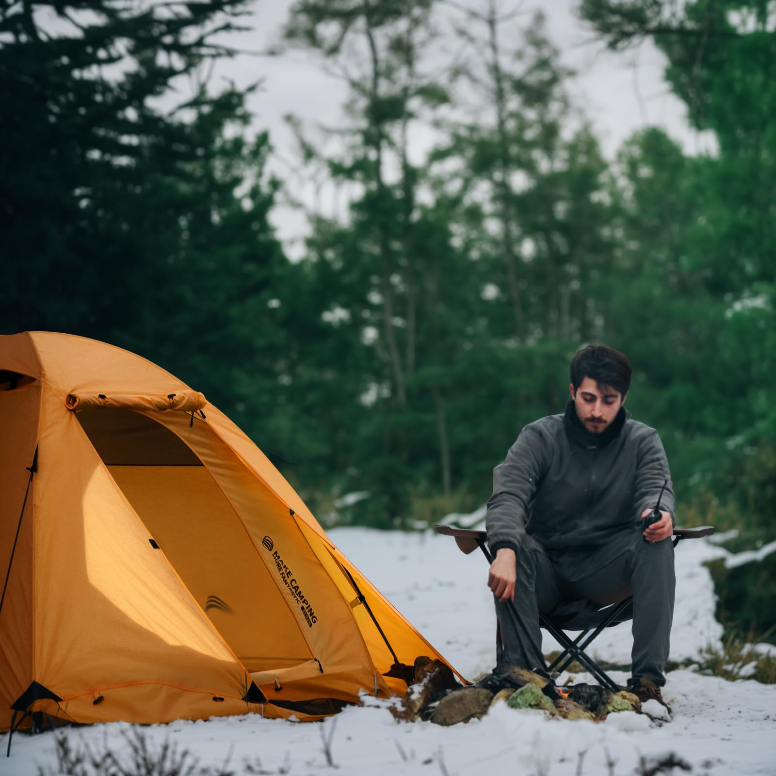 BISINNA 4 Season Backpacking Tent - 2 Person Lightweight Winter Tent for Cold Weather, Waterproof Double Layer All Season Camping Tent with Aluminum Alloy Poles - Easy Setup for Hiking, Mountaineering & Outdoor Adventures