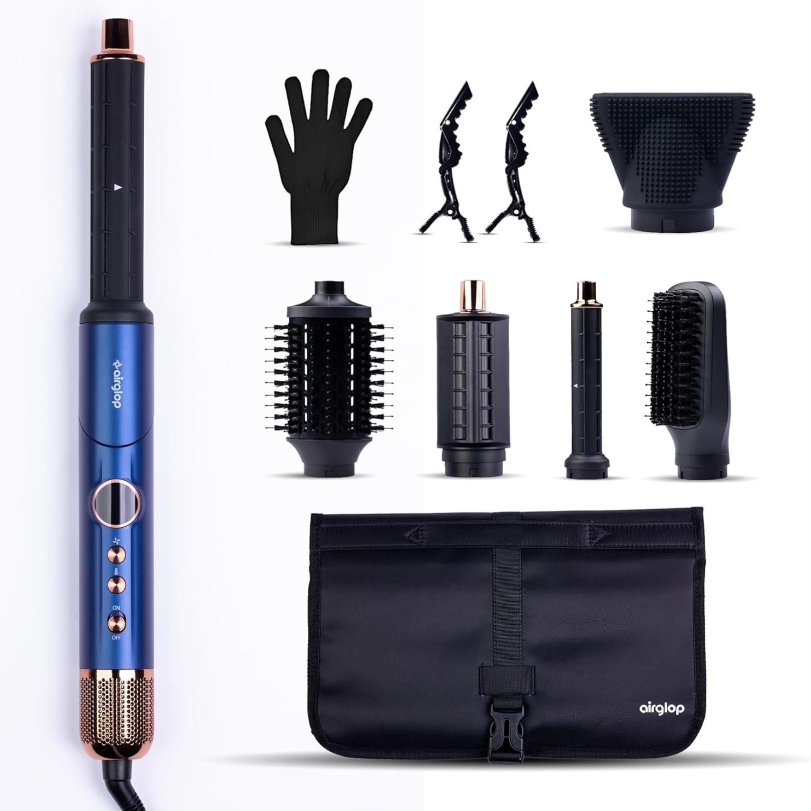 Professional Hair Dryer Brush & Styler - 3-in-1 Auto Curling Iron with Oval & Paddle Brushes for Salon-Quality Blowouts - Perfect for Home Styling, Travel & Daily Hair Care