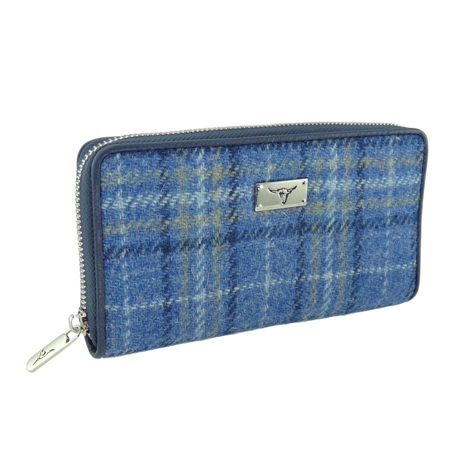 Harris Tweed Long Zip Wallet for Men & Women - 22 Stylish Colors | RFID Blocking Leather Card Holder for Travel, Business & Everyday Use