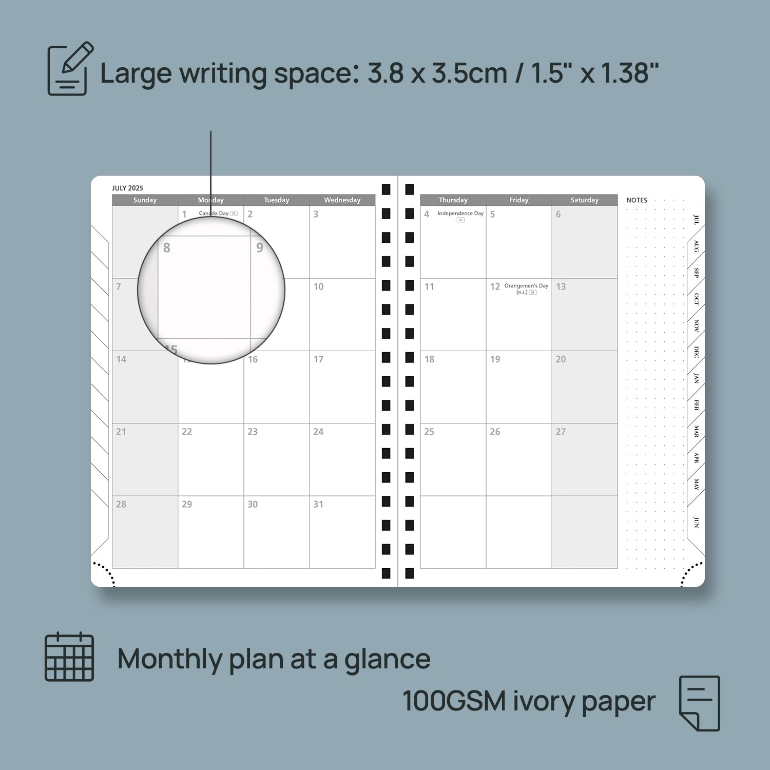 POPRUN 2025 Weekly Planner Notebook - Medium Size 8.5