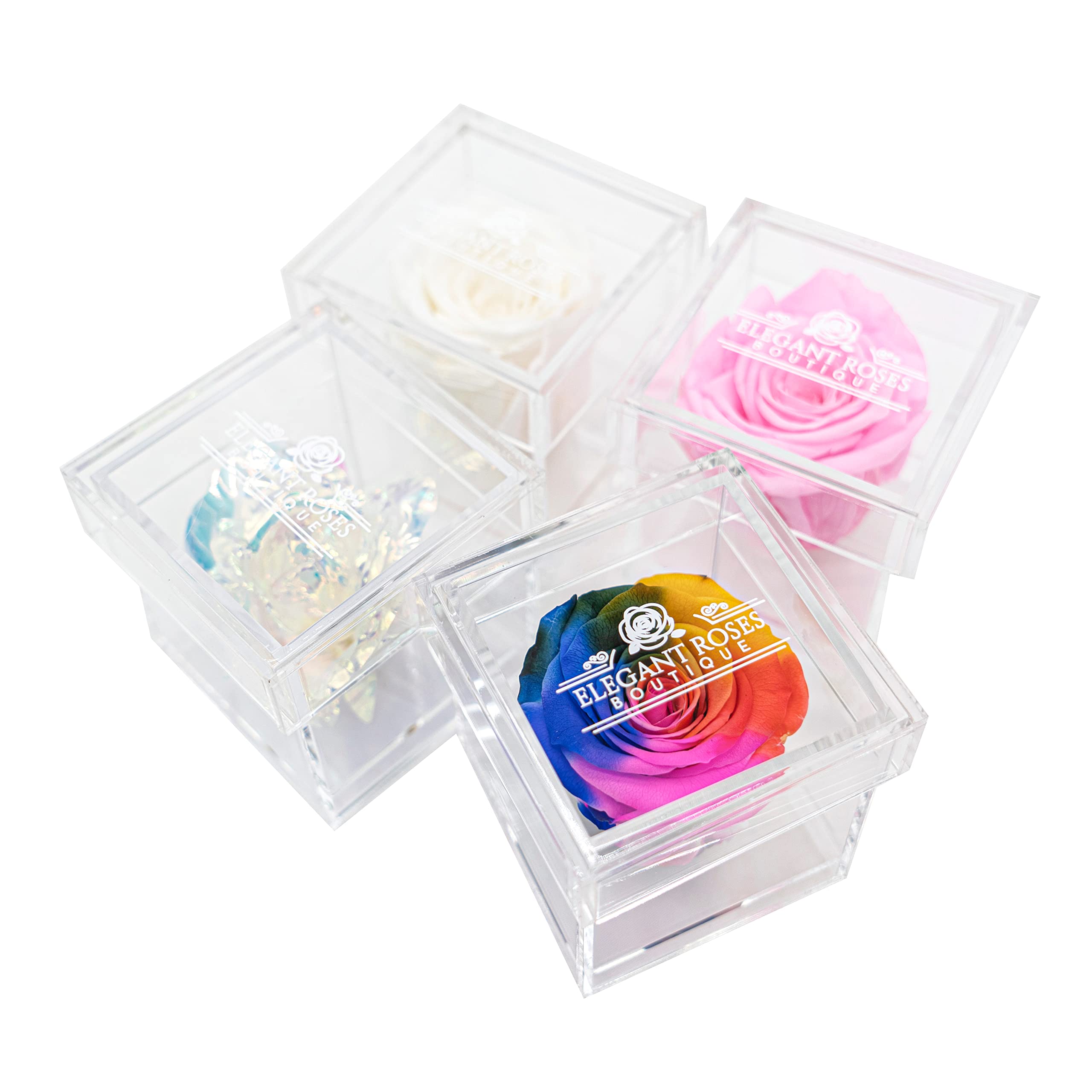 Galaxy Rose - Preserved Real Roses in Acrylic Display Box | Handmade Eternal Flowers That Last 3+ Years | Zero Maintenance Forever Roses | Perfect Anniversary, Valentine's, Birthday Gift for Her | Romantic Home Decor & Wedding Centerpiece