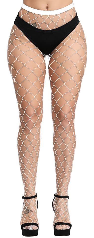 CozyWow Women's High Waist Fishnet Tights - Soft Stretchy Footed Stockings with 10+ Color Options | Perfect for Halloween Costumes, Parties & Fashion Outfits