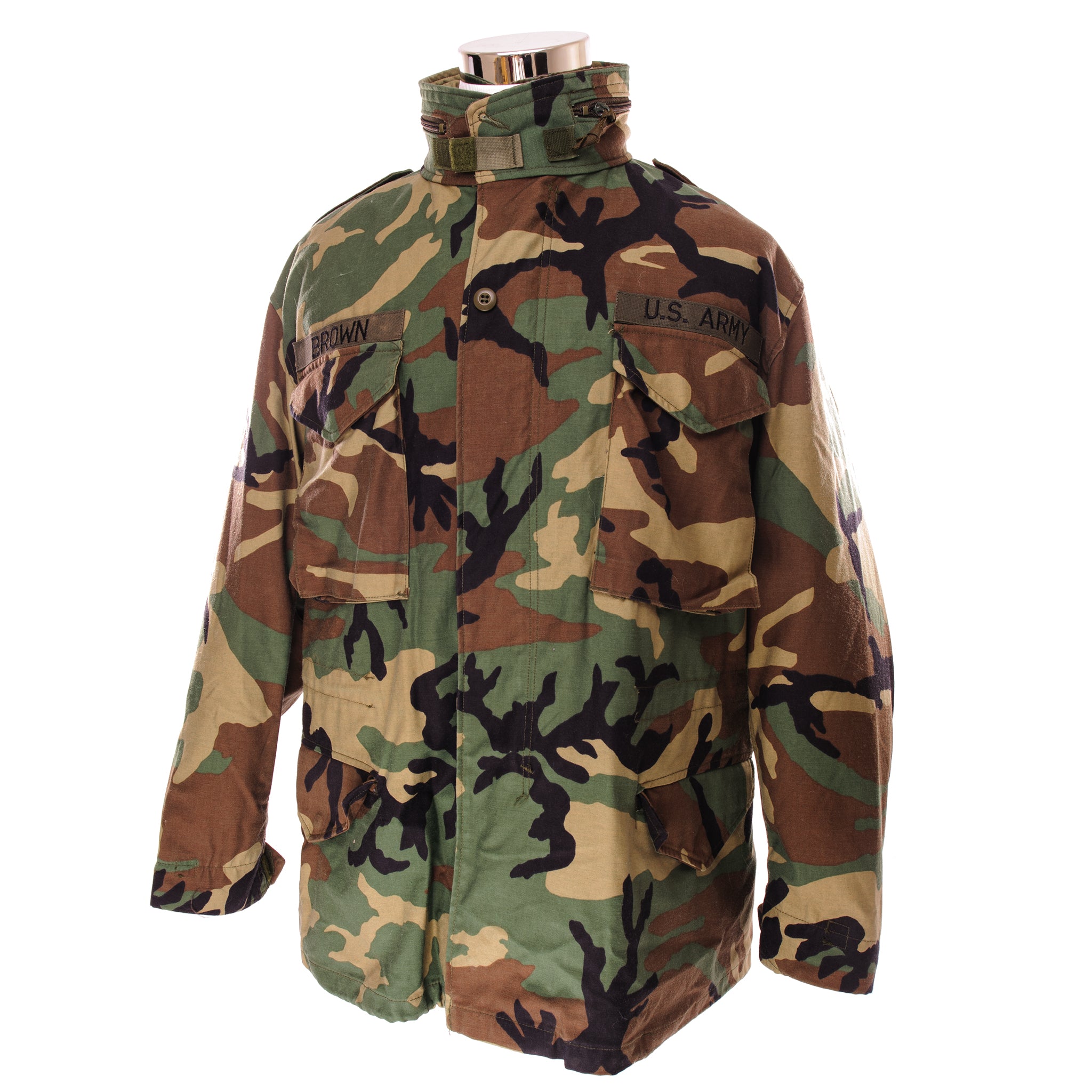 Vintage US Army M-1965 M65 ERDL Camo Field Jacket - Size Large Regular - Military Green Outdoor Hunting & Hiking Jacket for Men