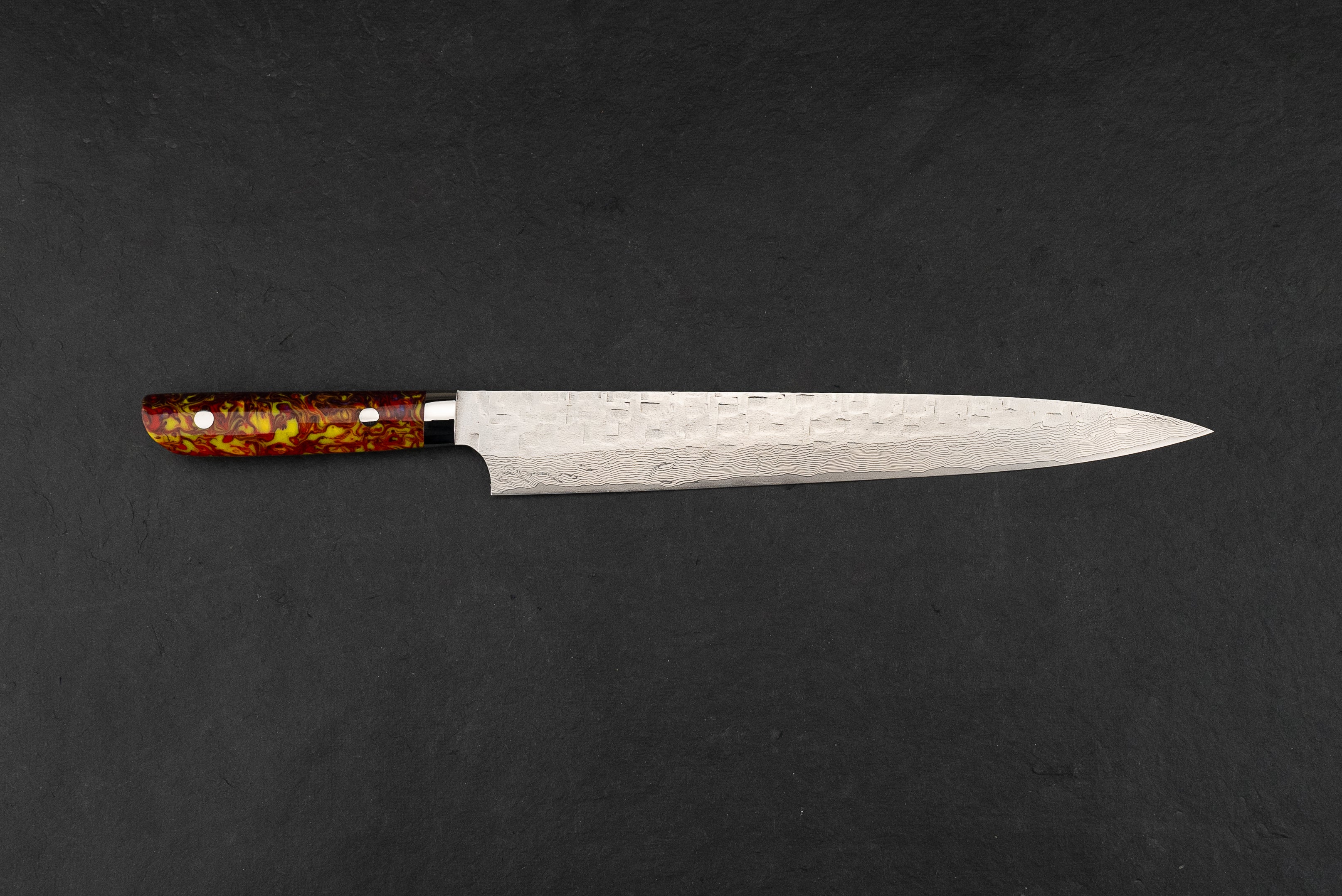 Premium Takeshi Saji VG10 Stainless Steel Cross Tsuchime Damascus Sujihiki Knife 270mm - Japanese Chef Knife for Slicing Meat, Sushi & Vegetables - Perfect for Professional Chefs & Home Cooking