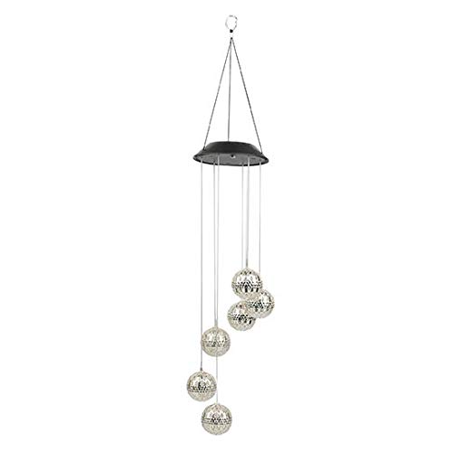 Solar-Powered Metal Orb Wind Chime with Rainbow LED Lights - Weatherproof Outdoor Hanging Decor for Garden, Patio, Deck & Trees | Perfect for Home Decoration & Relaxing Outdoor Spaces