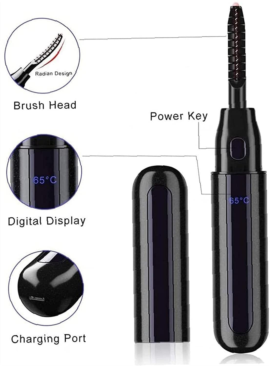 USB Heated Eyelash Curler with Digital Display - Electric Eyelash Curling Tool for Long-Lasting Curls, Anti-Scalding Design - Perfect for Home Use, Travel & Professional Makeup Application
