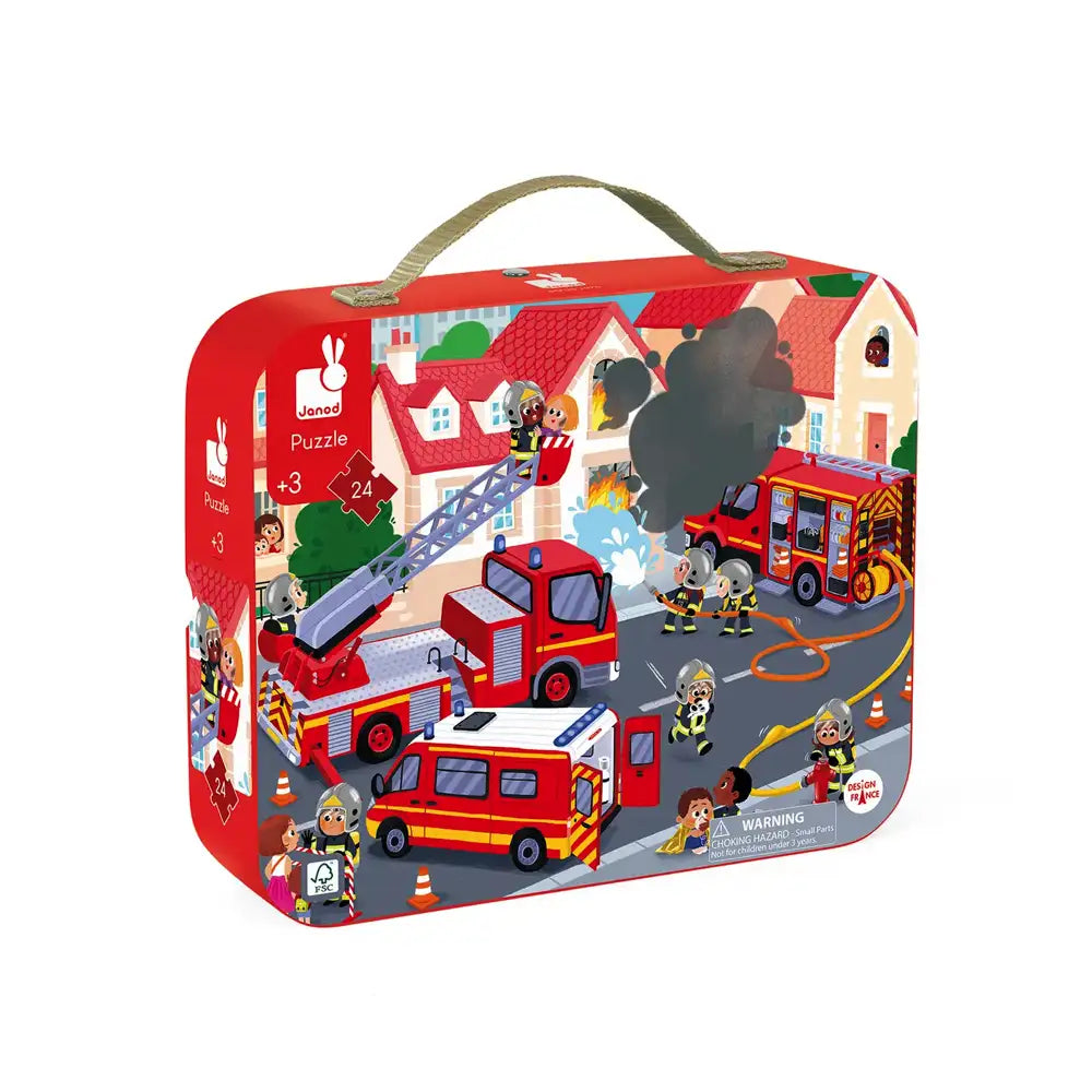 Janod Firemen Jigsaw Puzzle for Kids - 35-Piece Educational Toy for Boys & Girls - Perfect for Family Game Night & Learning Activities