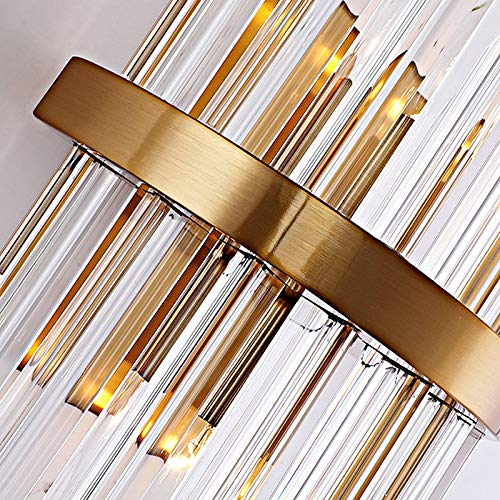 LITFAD Clear Crystal Wall Sconce Light - Modern LED Wall Lamp in Gold Finish for Living Room, Hallway, Bedroom & Hotel Decor | Elegant Lighting Fixture for Home and Commercial Spaces