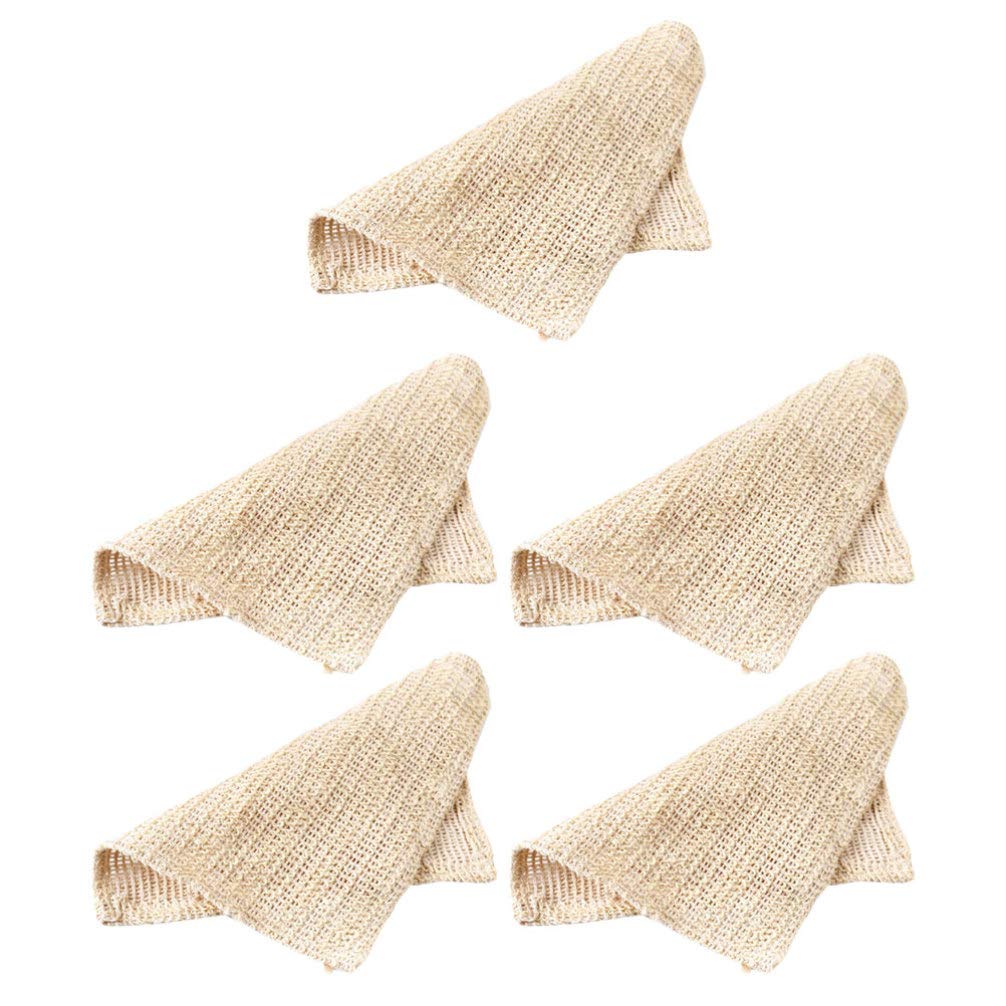 **Cabilock 5-Piece Exfoliating Terry Cloth Towels Set - Face & Body Scrubber for Dead Skin Removal, Home Massage & Skin Care - Soft Linen Washcloths for Shower, Spa & Beauty Routine**