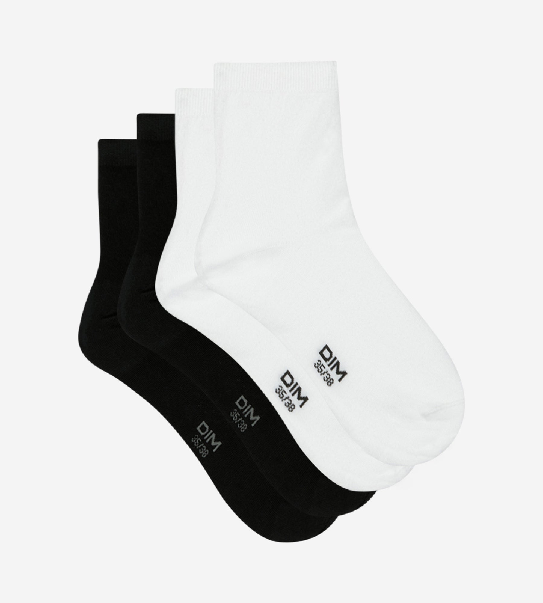 2 Pairs of Black and White Cotton Socks for Men & Women - Soft Breathable Everyday Socks for Work, Gym, and Casual Wear
