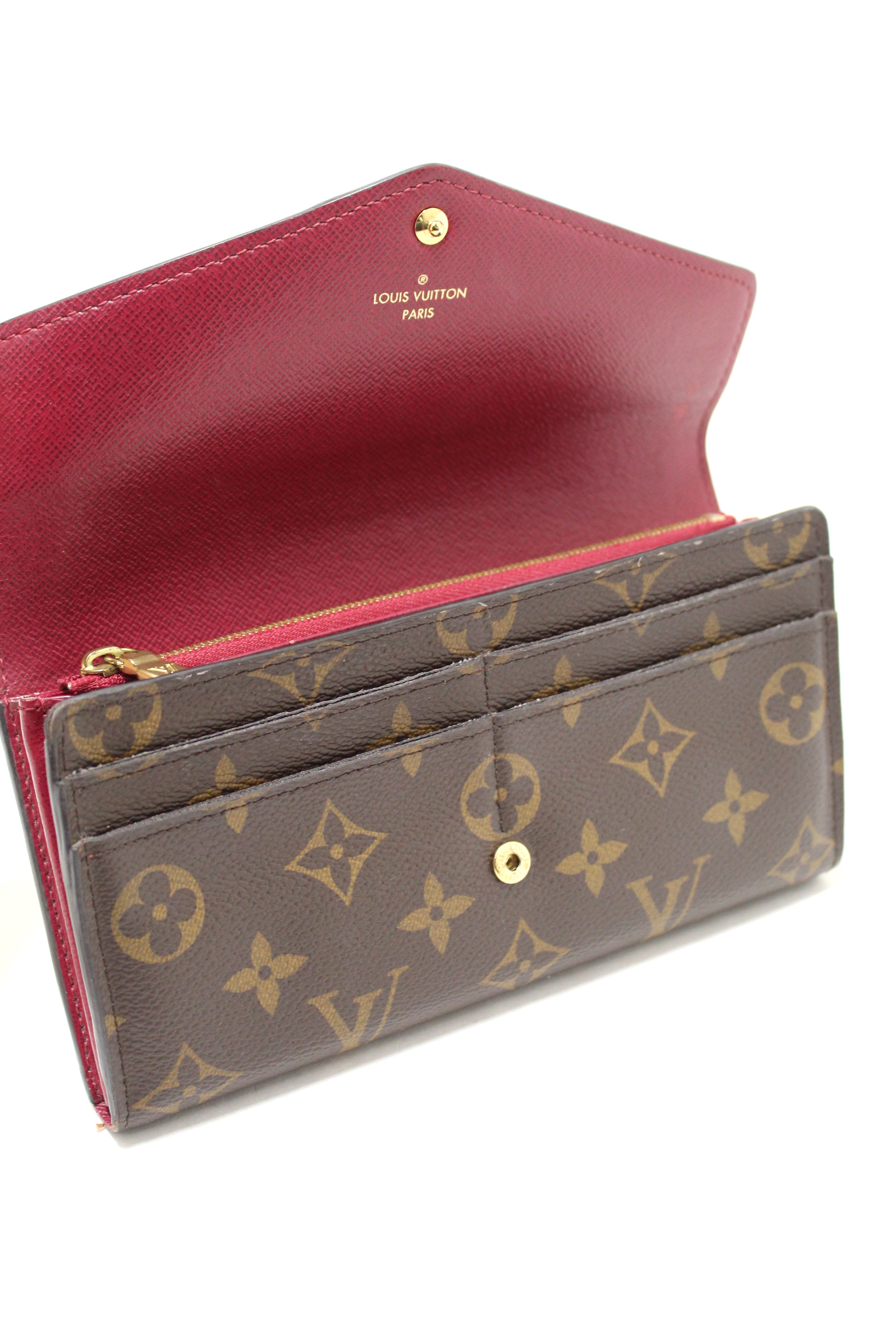 Authentic Louis Vuitton Classic Monogram Sarah Wallet in Fuchsia Pink - Luxury Women's Bifold Wallet for Everyday Use & Special Occasions