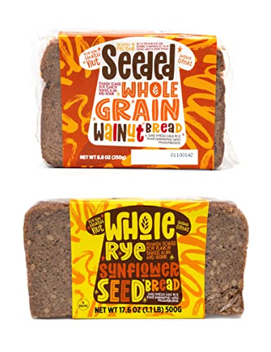 Premium German Walnut Protein Bread (9-Pack) & Sunflower Seed Bread (12-Pack) - High Protein Healthy Snacks for Breakfast, Keto Diet & On-the-Go Nutrition