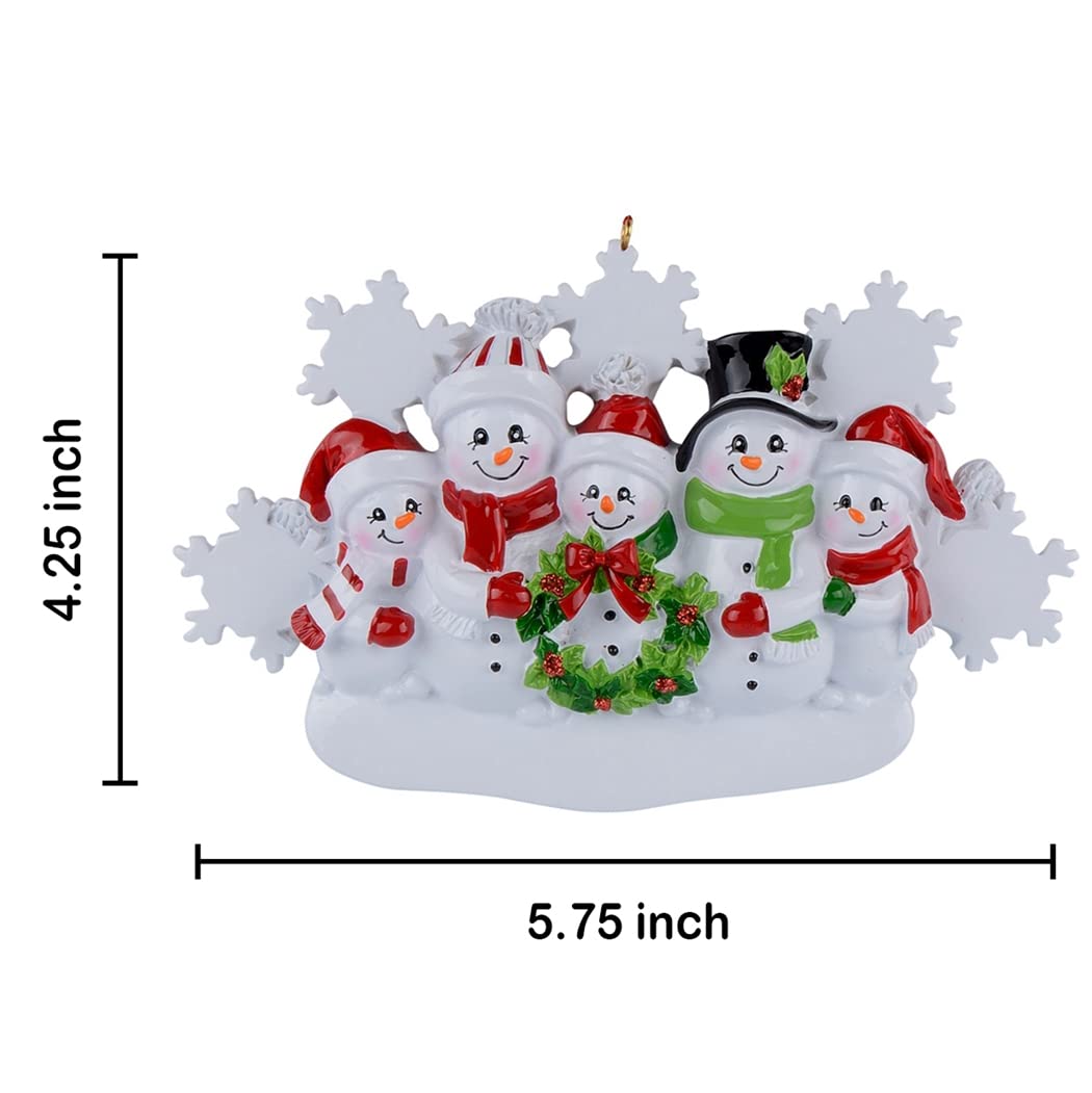 Personalized Snowman Family of 5 Christmas Tree Ornament - Custom 2025 Holiday Keepsake Gift for Grandparents, Parents, Kids & Neighbors - Perfect for Christmas Decorations, Family Reunions & Festive Home Decor