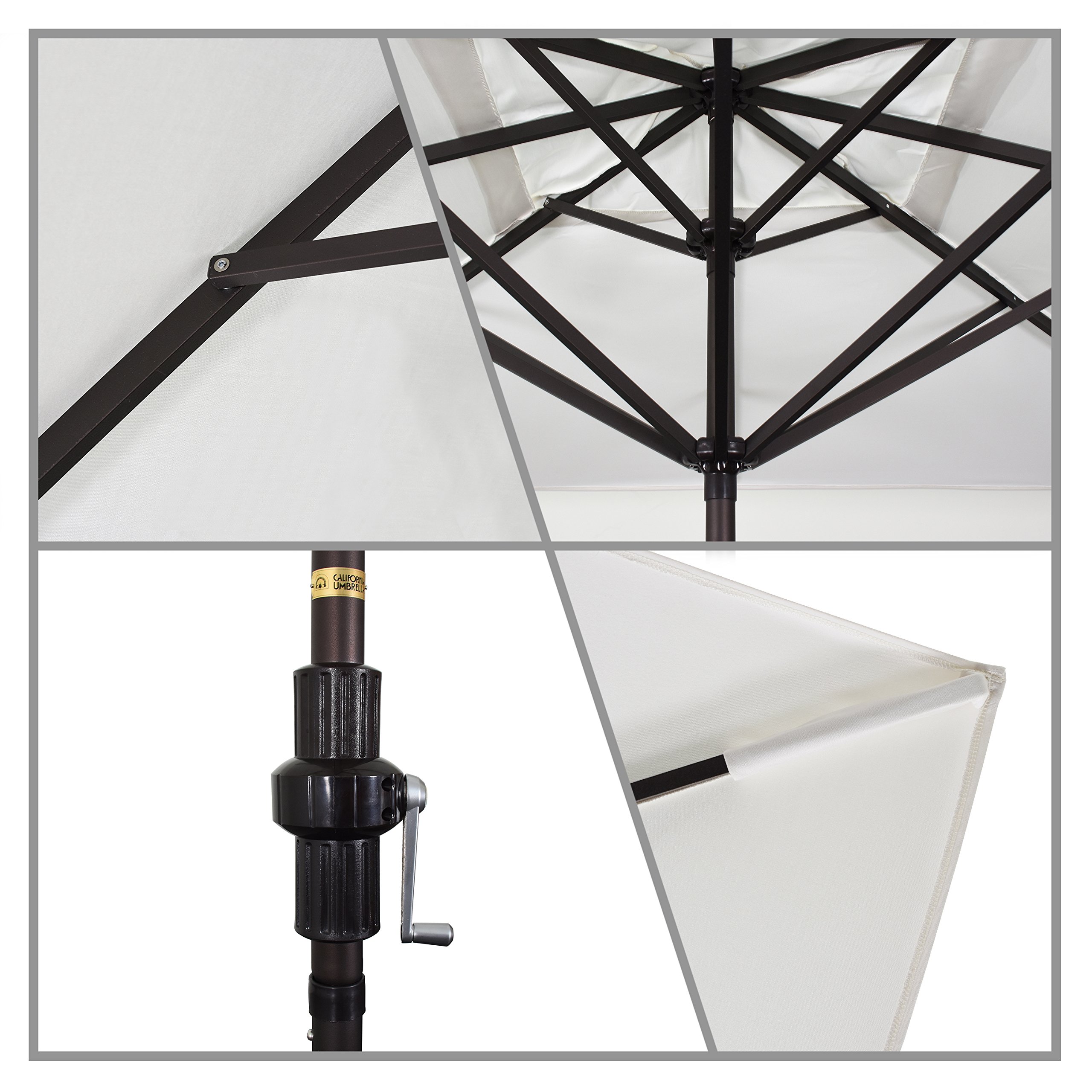 11'x8' Aluminum Market Umbrella with Crank Lift - Bronze Pole & Sunbrella Fabric for Patio, Poolside & Outdoor Dining