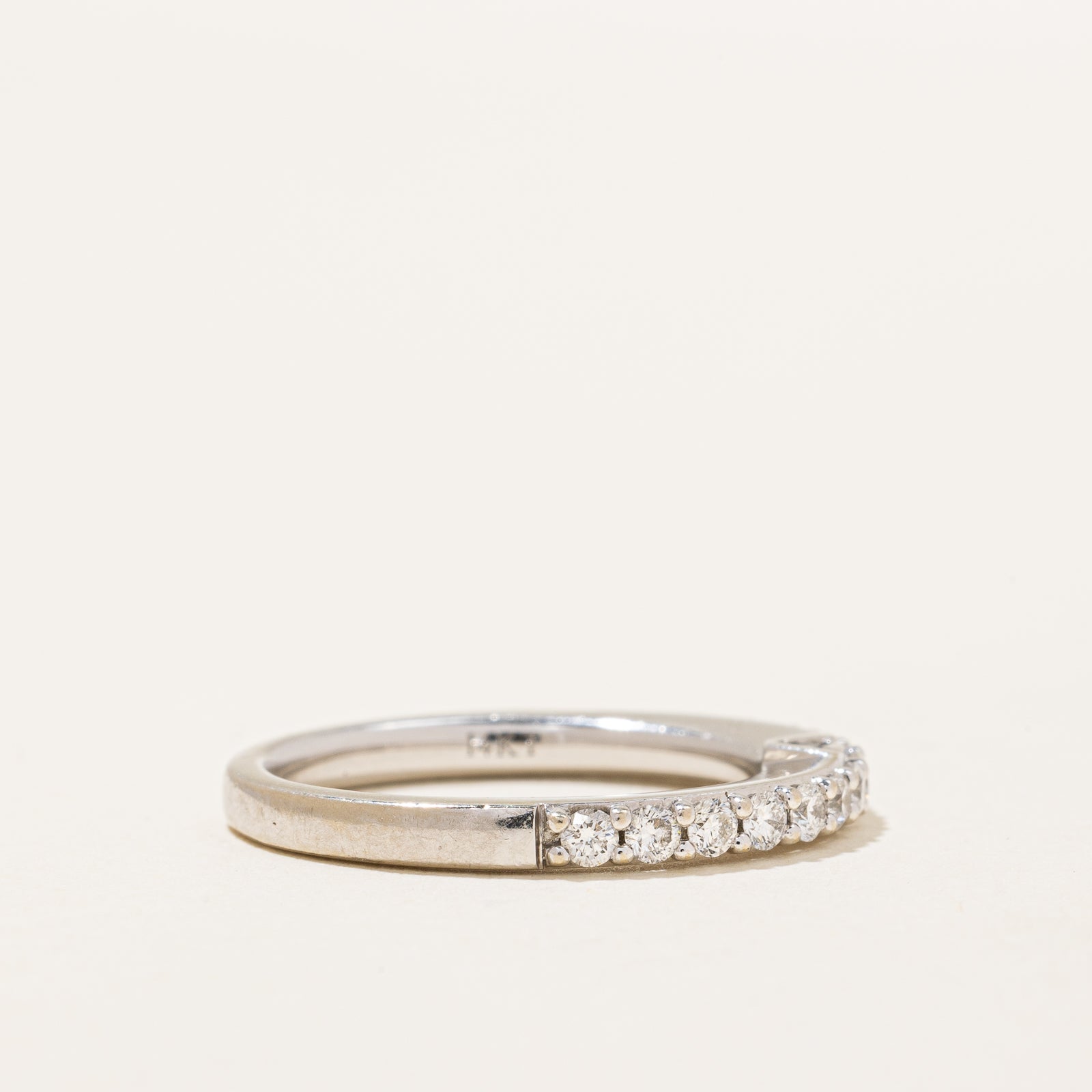 Elegant Pavé Set Diamond Band with Hidden Blue Sapphire Stone | 0.45ctw Total Weight | 0.04ctw Sapphire | Size 6.25 | Wedding Band, Anniversary Gift, Engagement Ring for Her