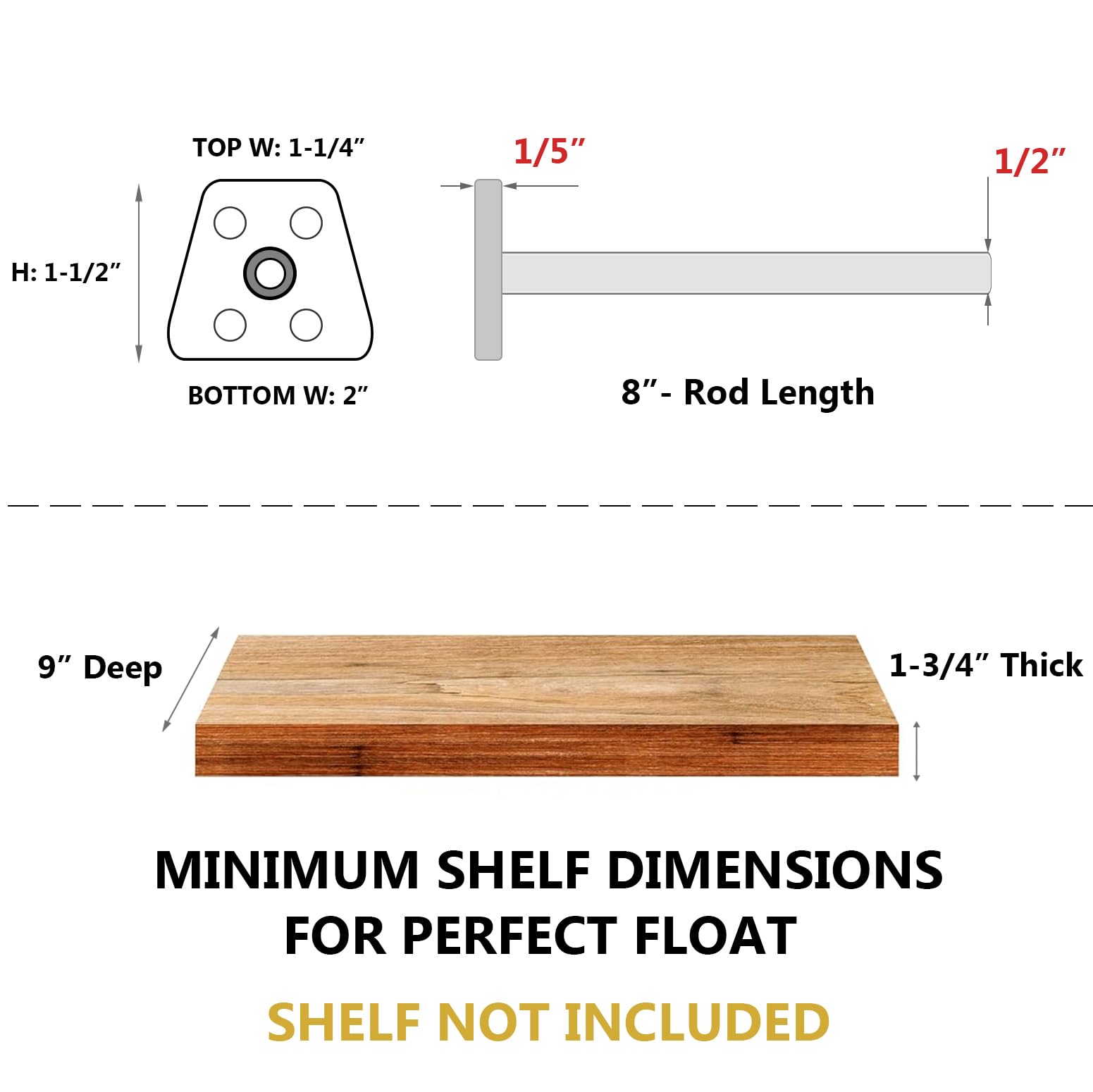 12-Pack 8 Inch Heavy Duty Hidden Floating Shelf Brackets - Invisible Wall Supports for Kitchen, Fireplace Mantel & Wood Shelves | Black Powder Coated Solid Steel | Perfect for Home Decor, Storage & Display Organization
