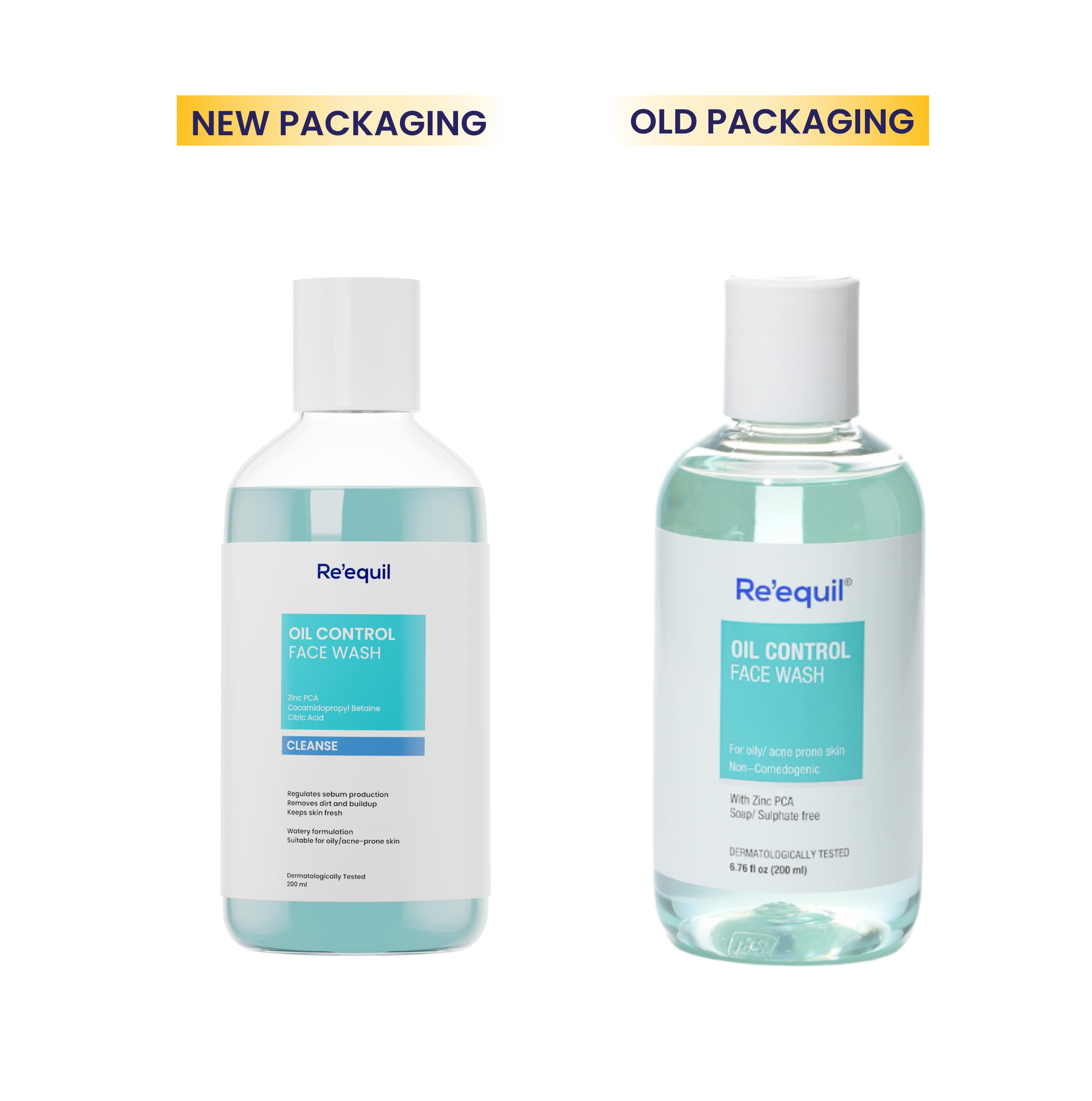 RE' EQUIL Oil Control Face Wash for Oily & Acne-Prone Skin | Sulfate-Free Cleanser with Zinc PCA to Reduce Excess Oil | Gentle Daily Facial Wash | Perfect for Morning & Night Skincare Routine | 200ml