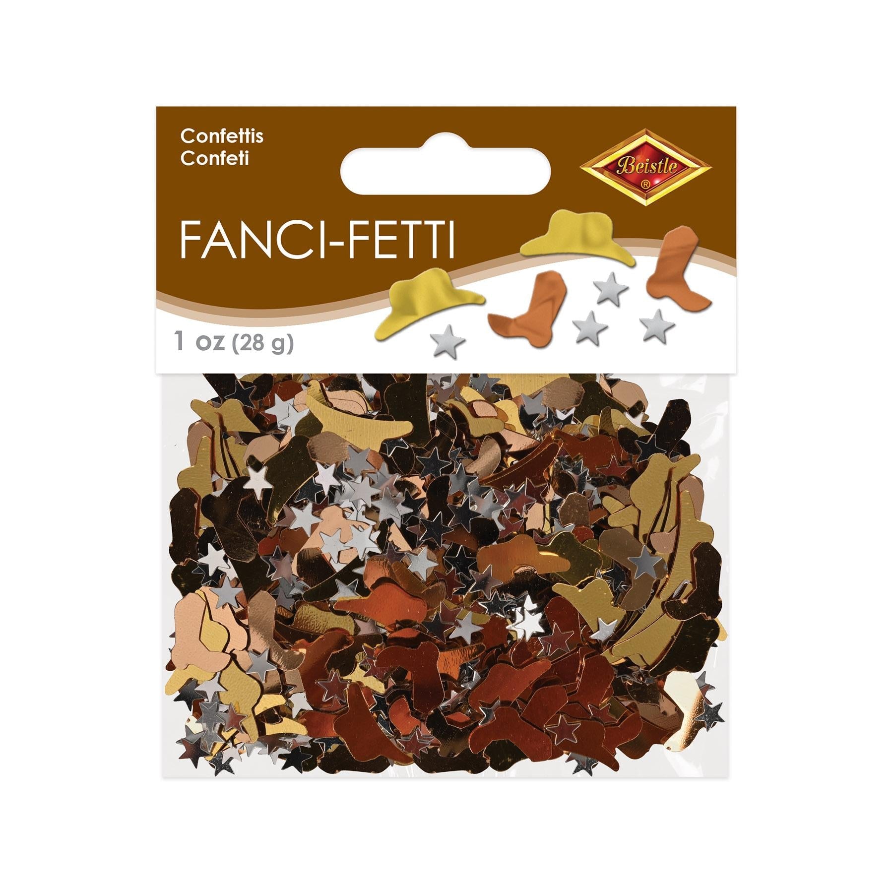 12 Pack Beistle Western Confetti Decorations - Copper, Gold, Silver (1 Oz per Pack) for Cowboy Parties, Wild West Events & Western Theme Celebrations