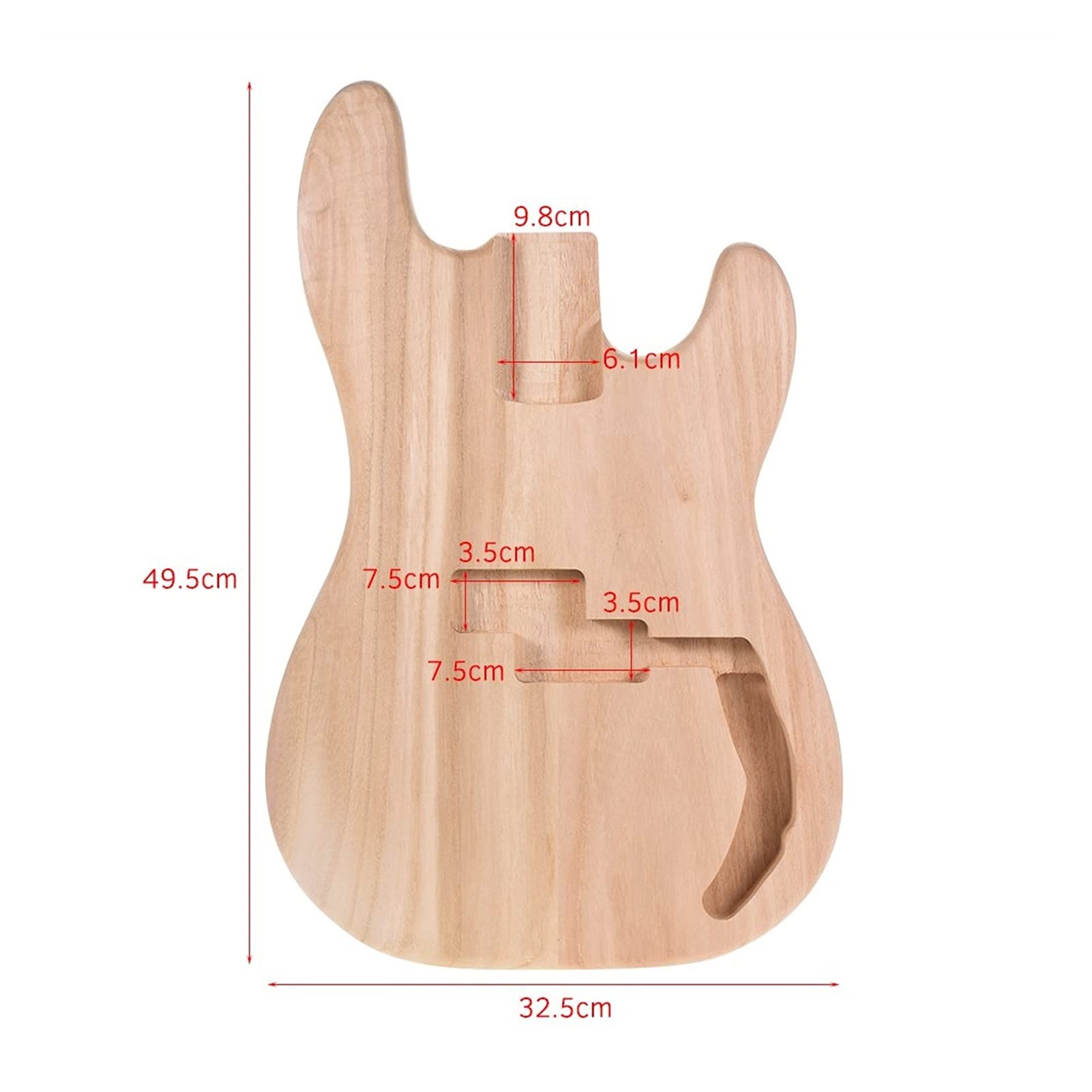 Unfinished Electric Guitar Body DIY Kit - Sycamore Wood Blank for PB Style Bass Guitars - Perfect for Custom Builds, Repair & DIY Projects - Guitar Parts & Accessories for Musicians & Luthiers