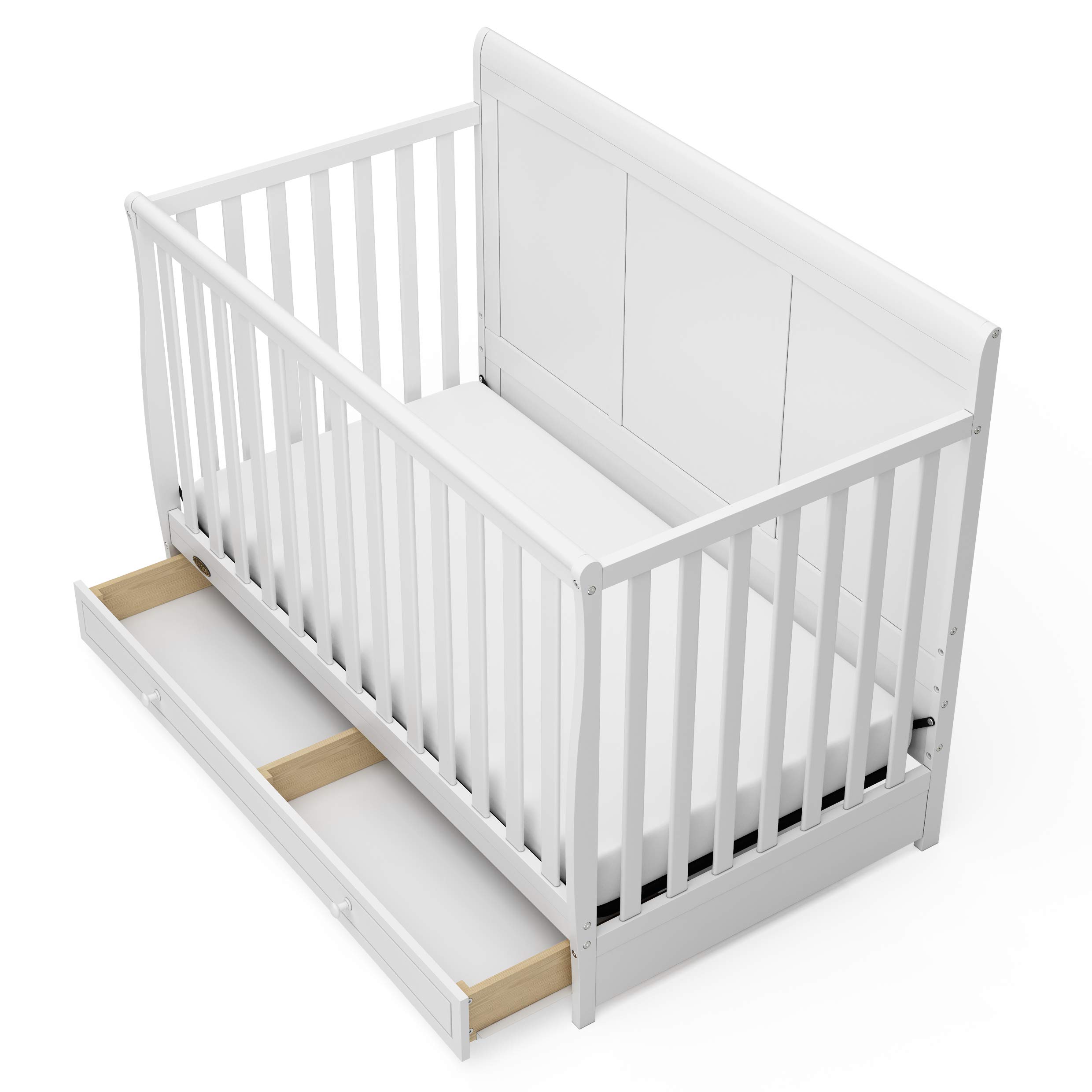 Graco Asheville 4-in-1 Convertible Crib with Storage Drawer - White Baby Crib & Toddler Mattress Set | Premium Foam Support | Nursery & Kids Room Essential