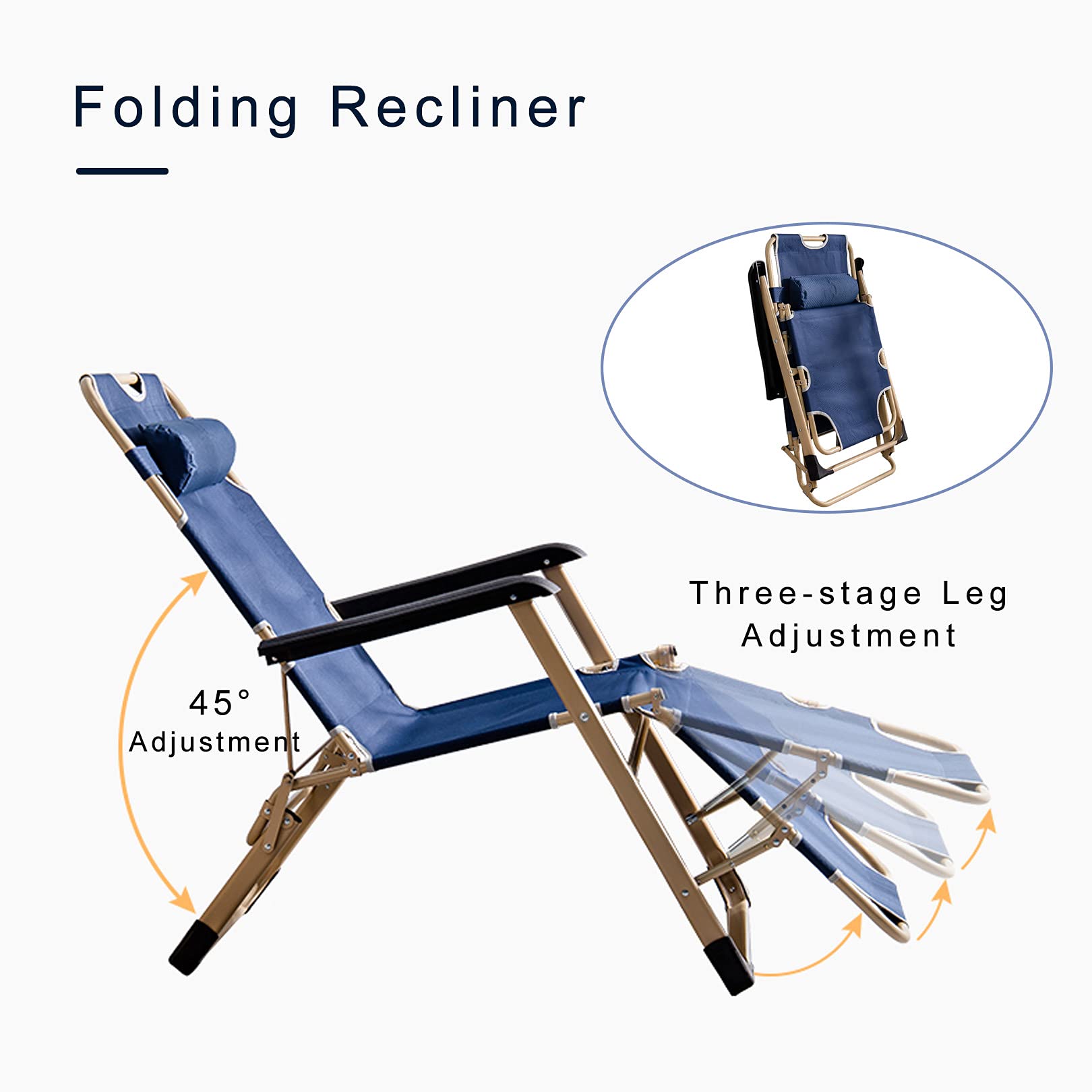 Adjustable Zero Gravity Chair for Outdoor & Garden - Foldable Patio Lounge Chair with Headrest, Heavy Duty Recliner Supports 330lbs (150kg) - Perfect for Backyard Relaxation, Poolside Lounging & Camping Comfort