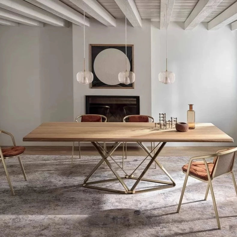 Delta Rectangular Wood Dining Table - Solid Hardwood, Modern Farmhouse Style - Perfect for Kitchen, Dining Room, and Outdoor Entertaining